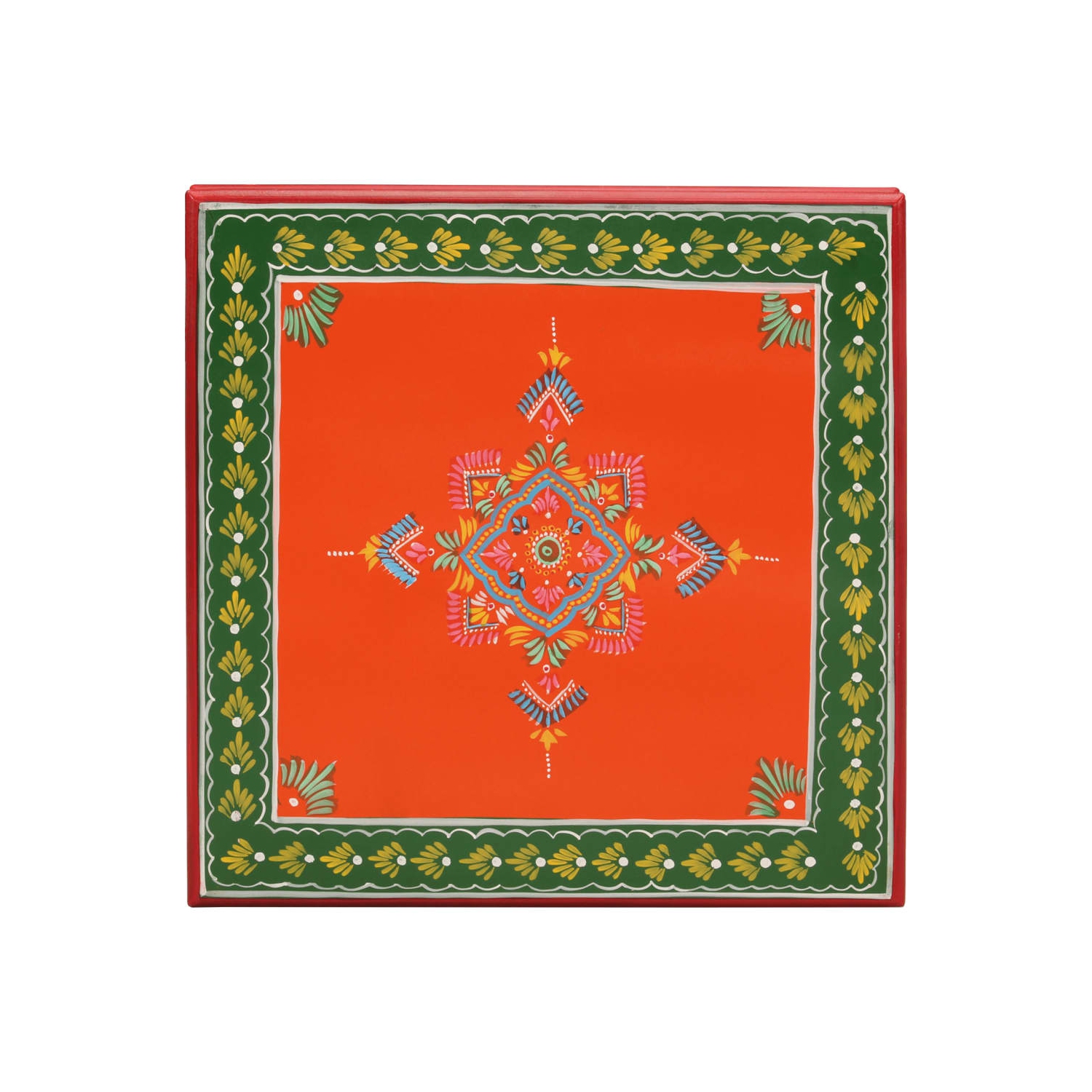 Table basse vidaXL en bois massif peint à la main orange mangue