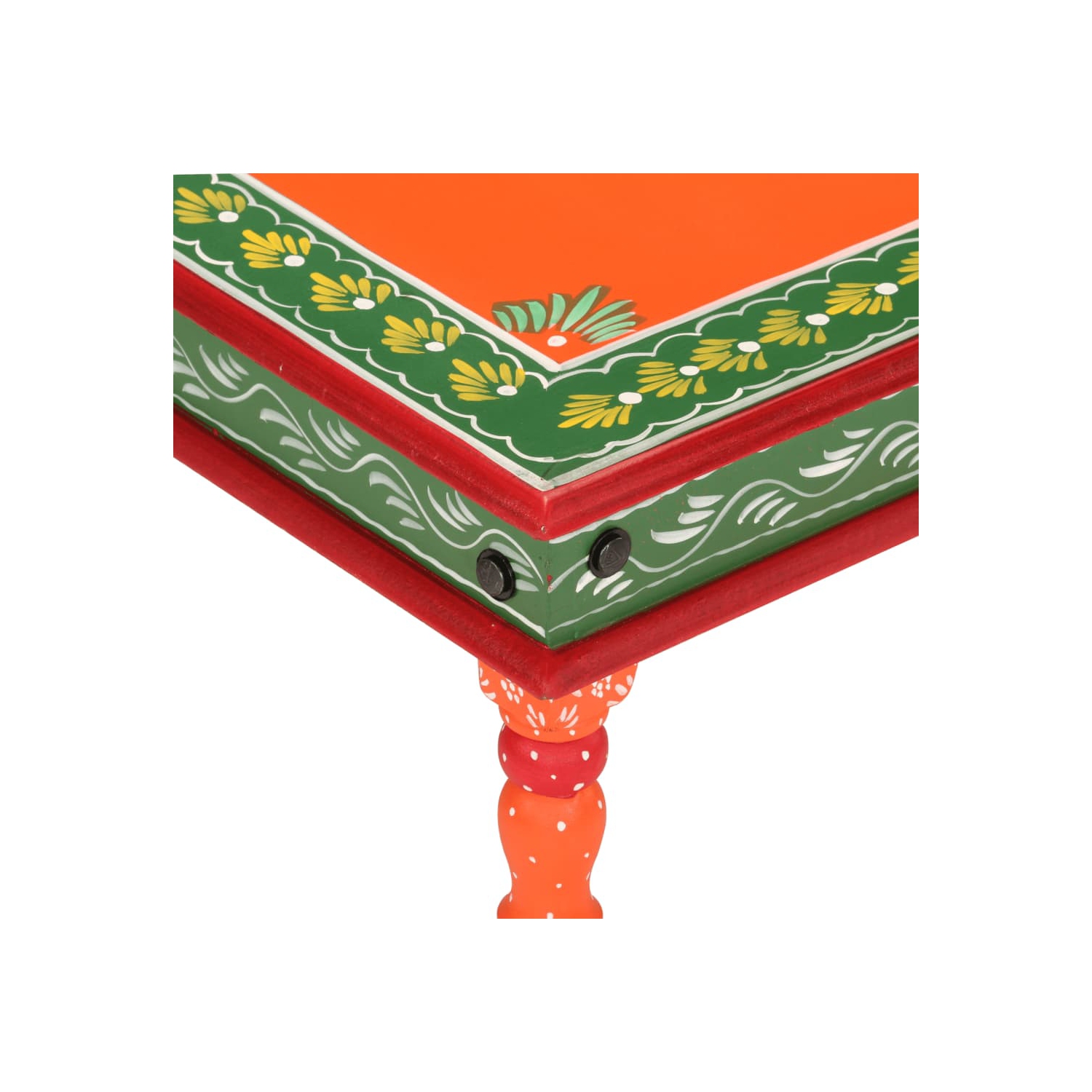 Table basse vidaXL en bois massif peint à la main orange mangue