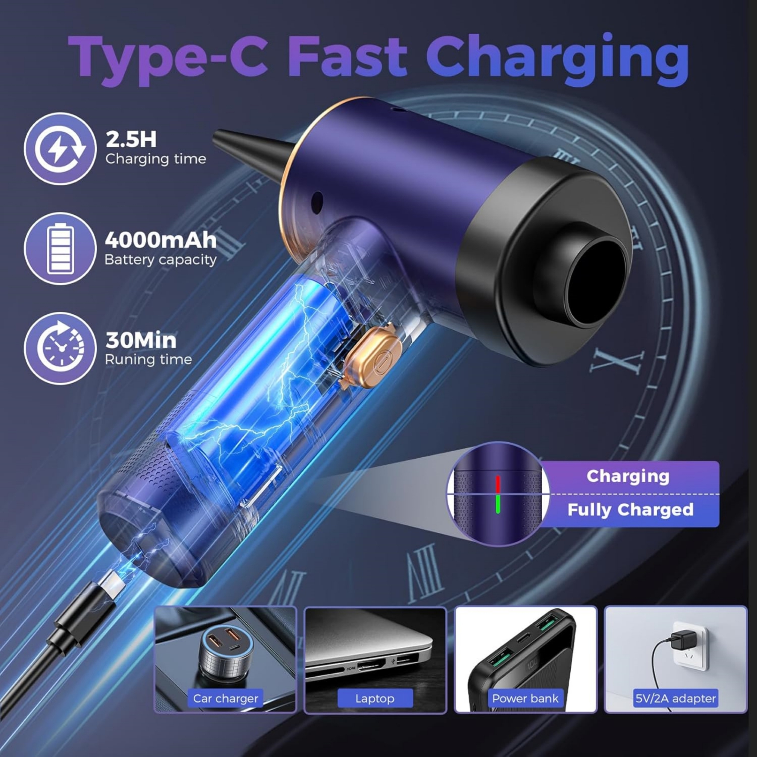 NIERBO 18000PA High Power Handheld Vacuum Cordless with Brushless Motor, 7 in 1 Mini Car Vacuum Cordless Powerful Rechargeable AirDuster/Blower for