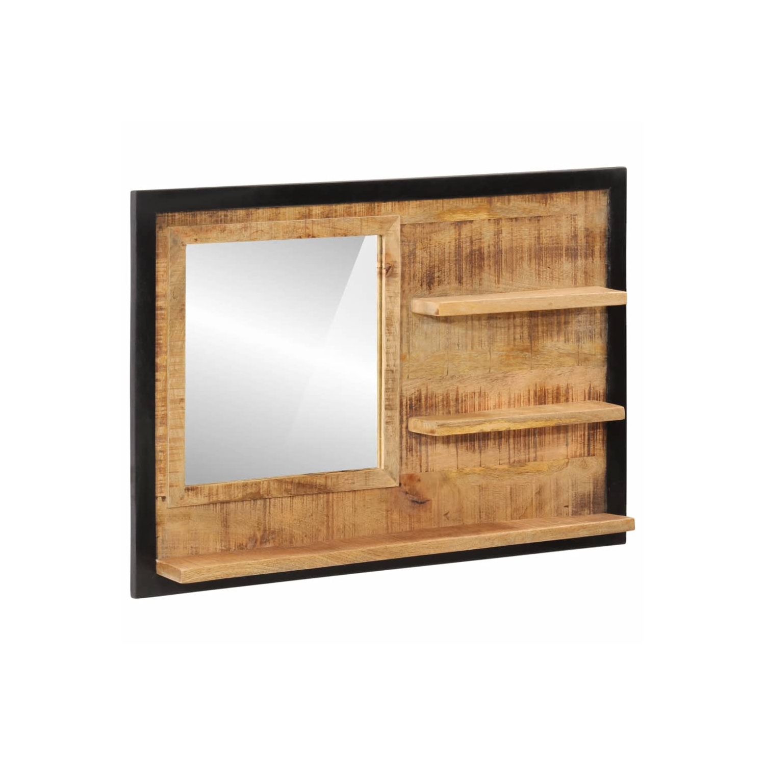 Miroir vidaXL avec tablettes en verre 80 x 8 x 55&nbsp;cm et mangue en bois massif