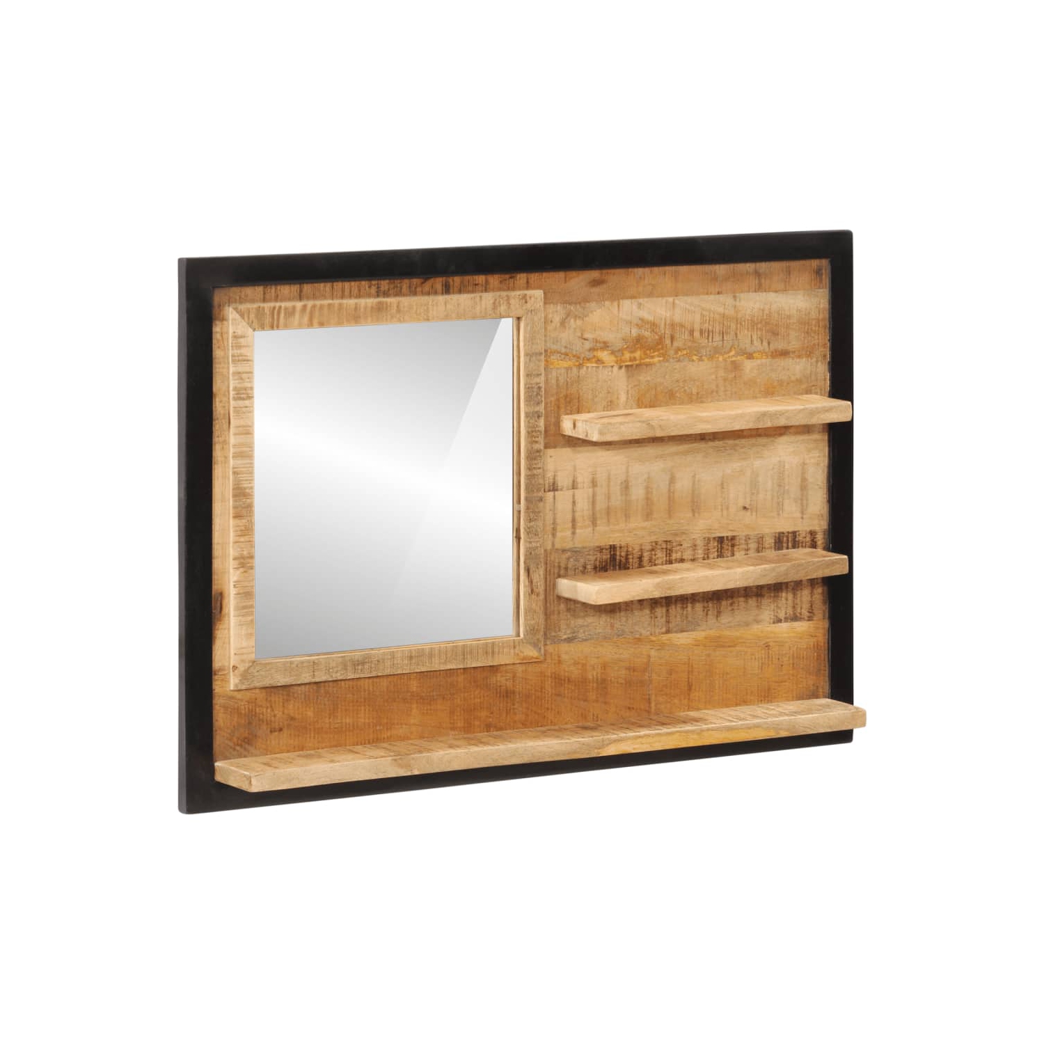 Miroir vidaXL avec tablettes en verre 80 x 8 x 55 cm et mangue en bois massif