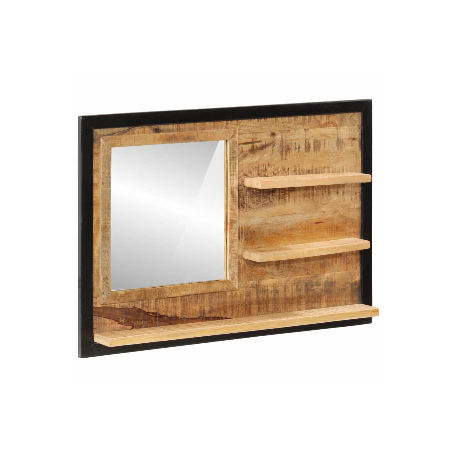 Miroir vidaXL avec tablettes en verre 80 x 8 x 55 cm et mangue en bois massif