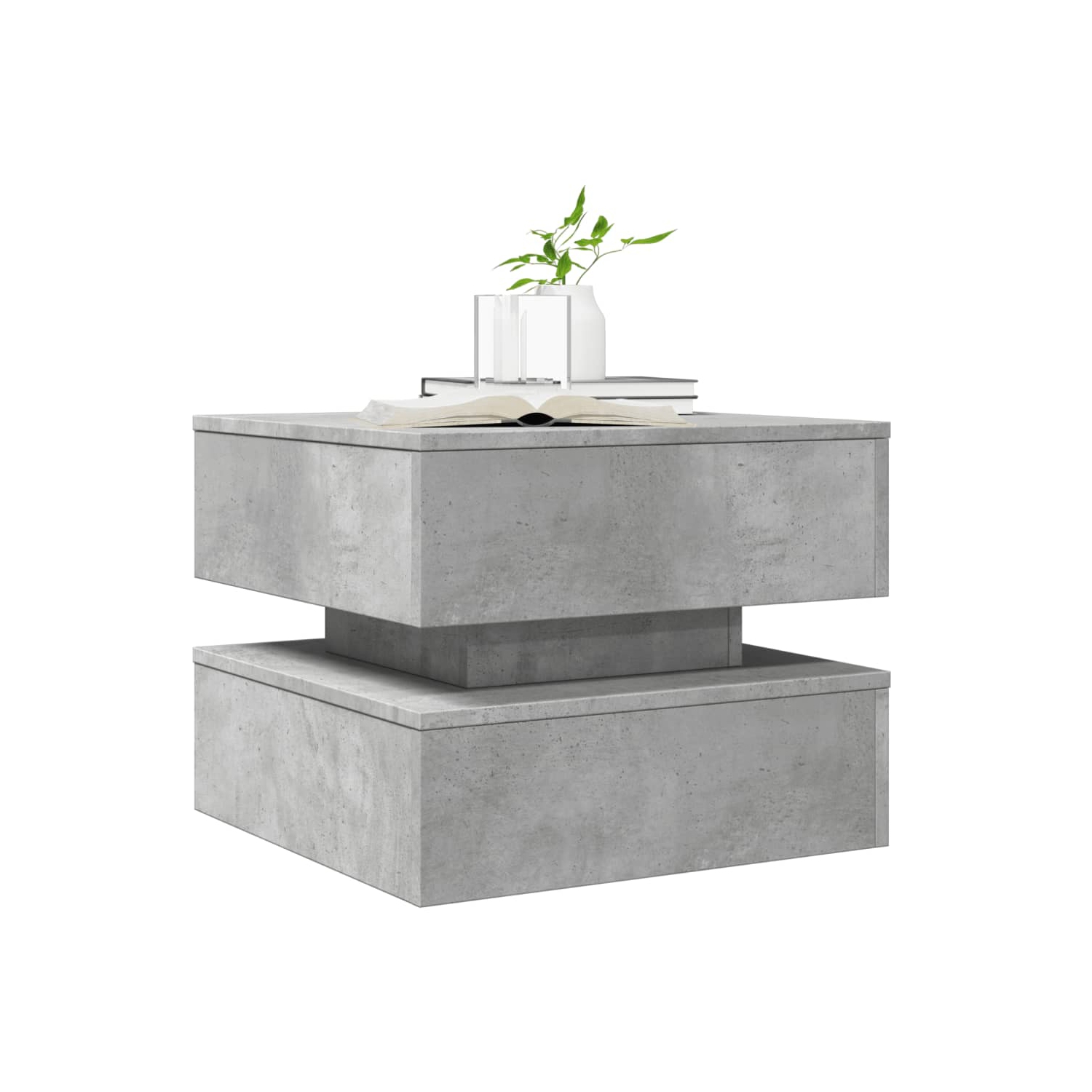 Table basse vidaXL avec lumières LED 50 x 50 x 40&nbsp;cm gris béton
