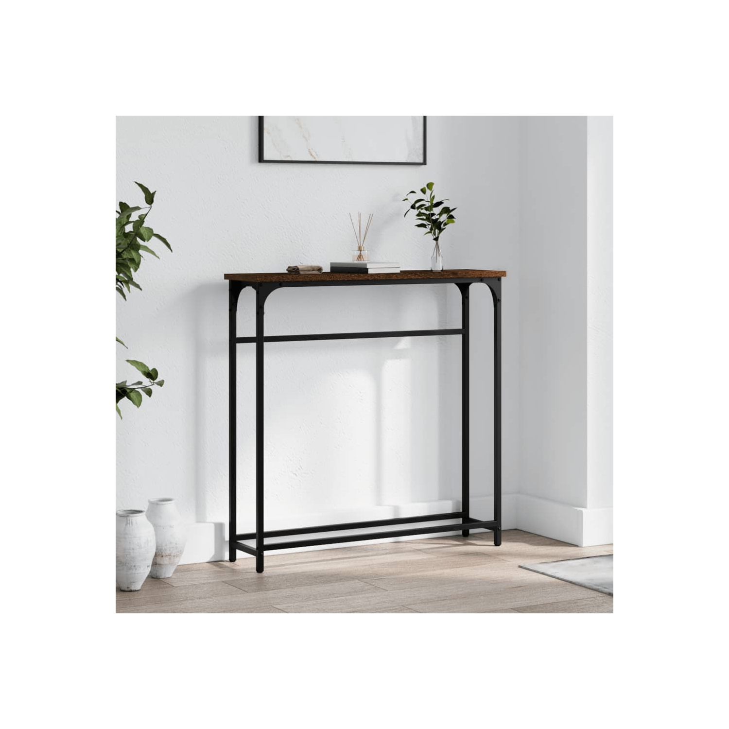 vidaXL Console Table Brown Oak 75x19.5x75 cm Engineered Wood