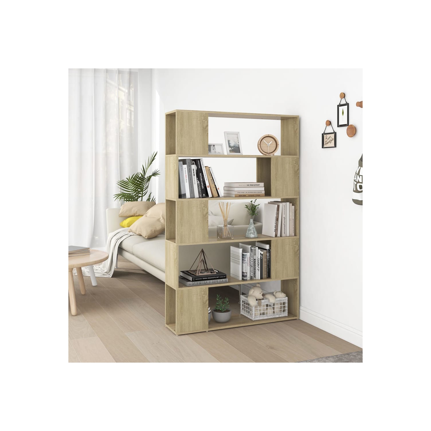 vidaXL Book Cabinet Room Divider Sonoma Oak 100x24x155 cm Engineered Wood