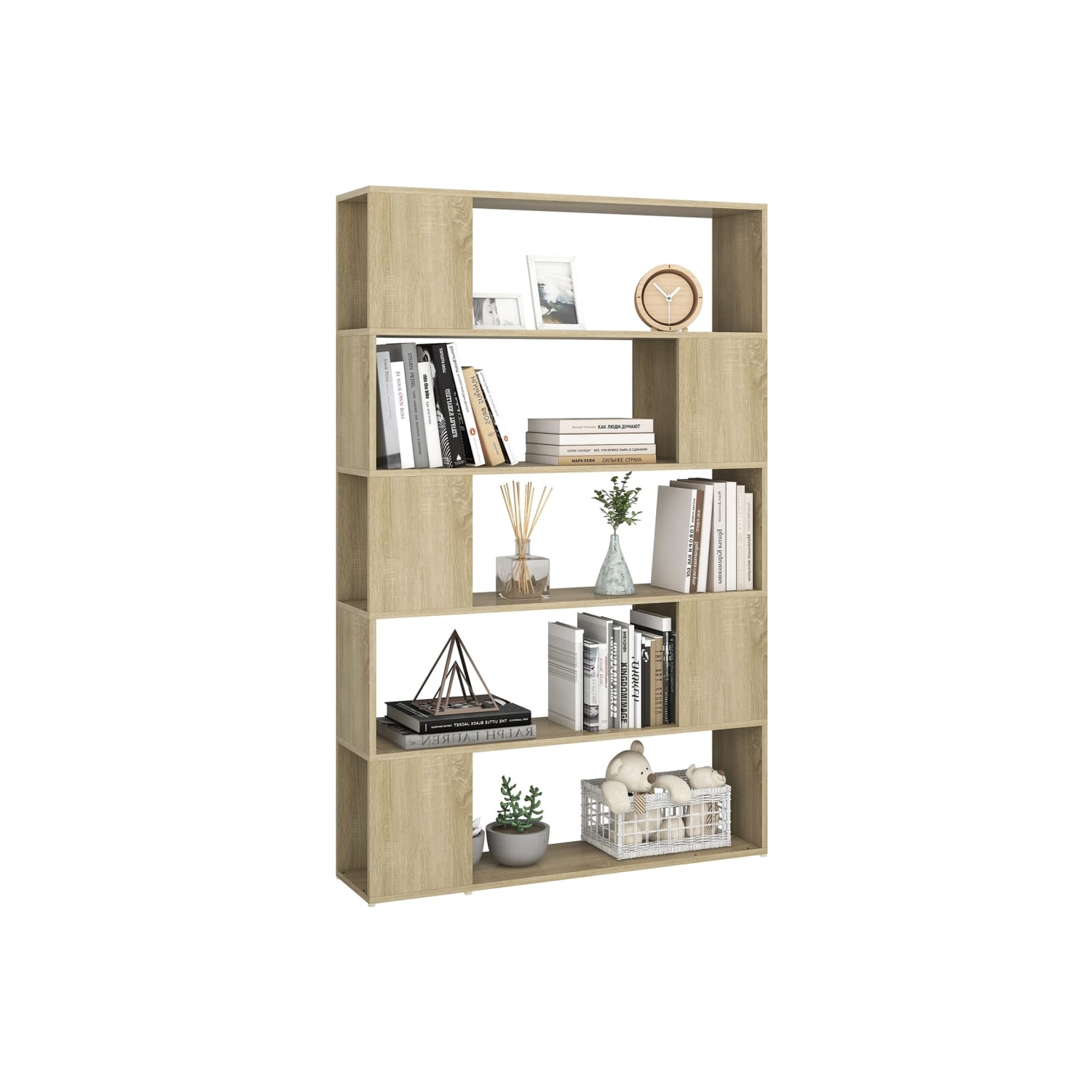 vidaXL Book Cabinet Room Divider Sonoma Oak 100x24x155 cm Engineered Wood