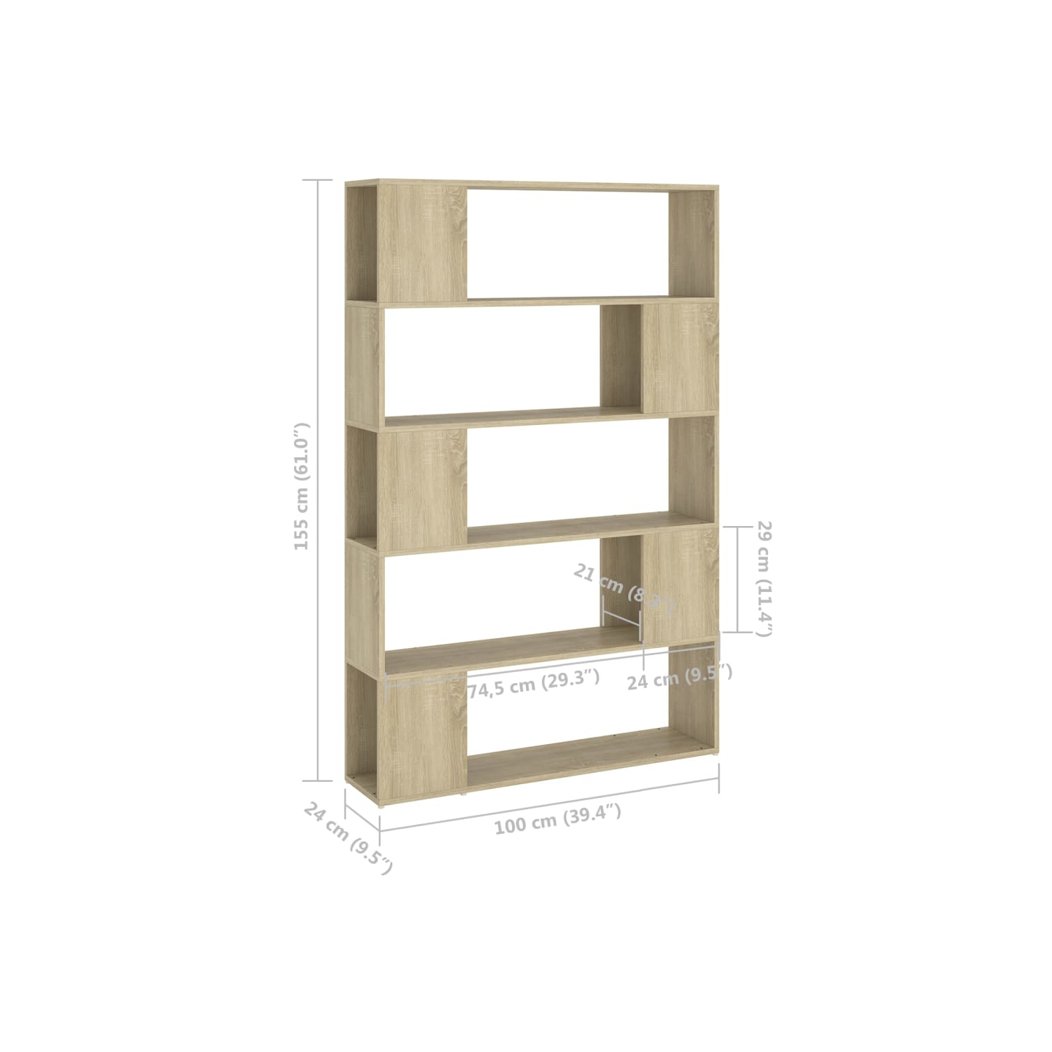 vidaXL Book Cabinet Room Divider Sonoma Oak 100x24x155 cm Engineered Wood