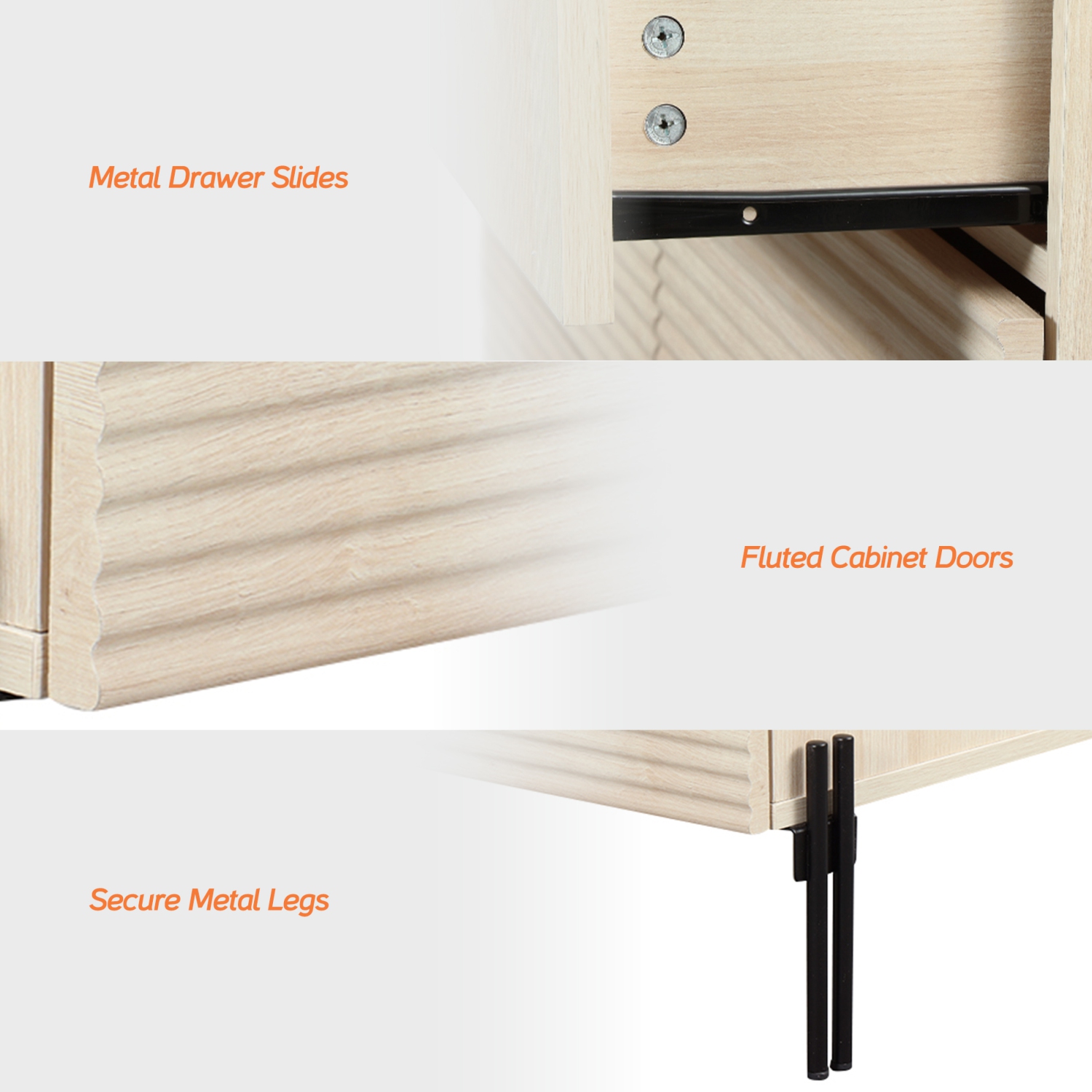 Commode cannelée à 6 tiroirs WAMPAT, commode moderne en bois de 47,2&nbsp;po de largeur pour chambre à coucher, table à langer avec rangement pour