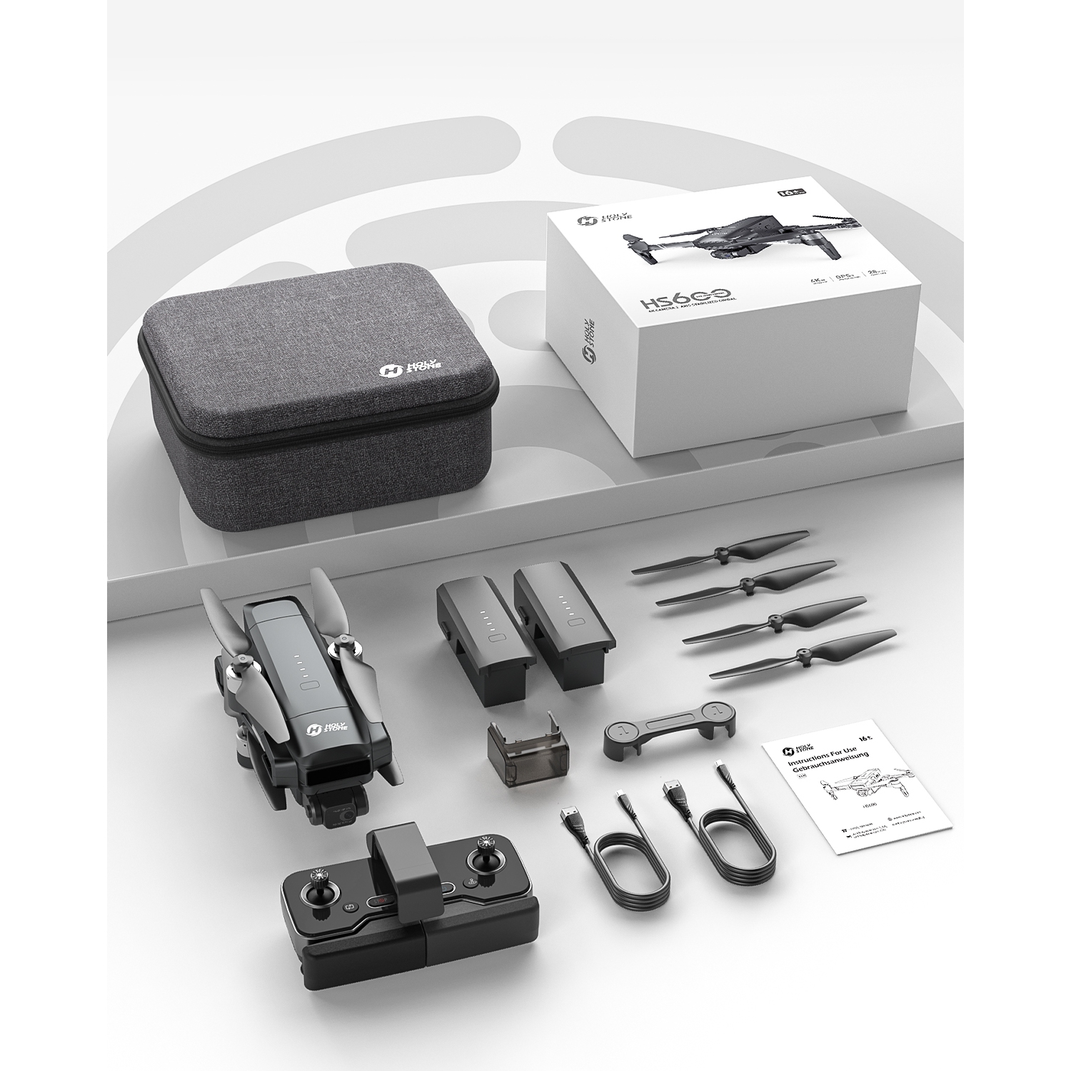 Drone GPS HS600 de Holy Stone avec caméra 4K EIS pour adultes, cardan à 2 axes, portée de 10000&nbsp;pi, 56&nbsp;Min temps de vol HUVI 2 piles,