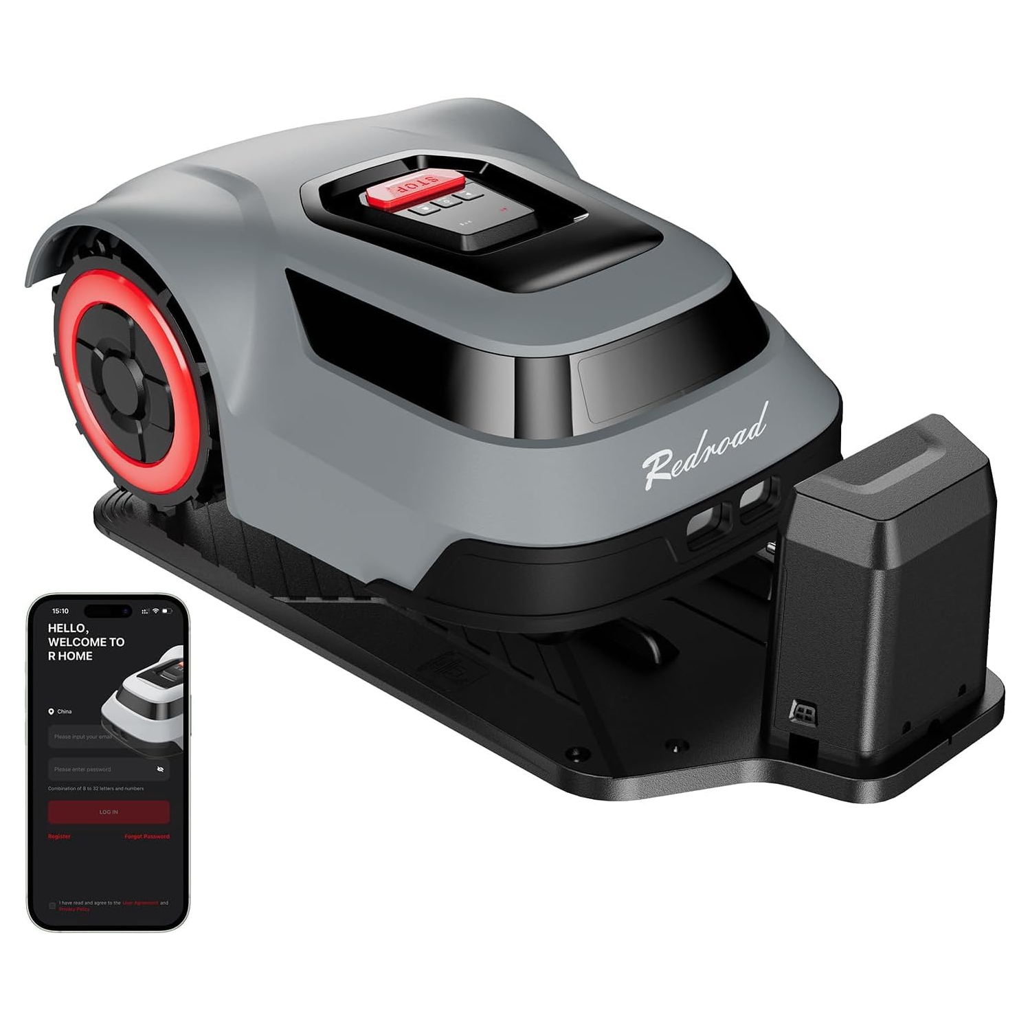 Redroad Robot Mower, Automatic Robot Lawn Mower Precise Boundary Wire Break Detection Smart Navigation