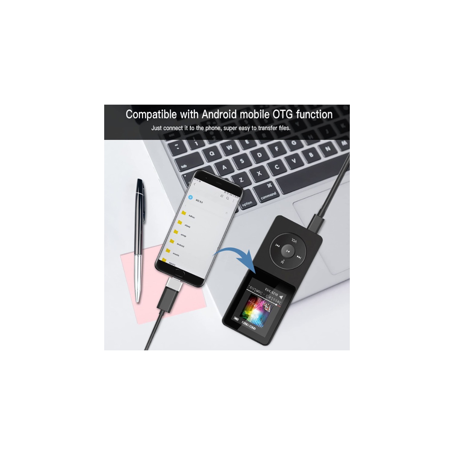 Lecteur MP3 portatif avec Bluetooth FM, lecteur de livres numériques MP4, lecteur de musique sans perte, carte mémoire 32&nbsp;Go - noir