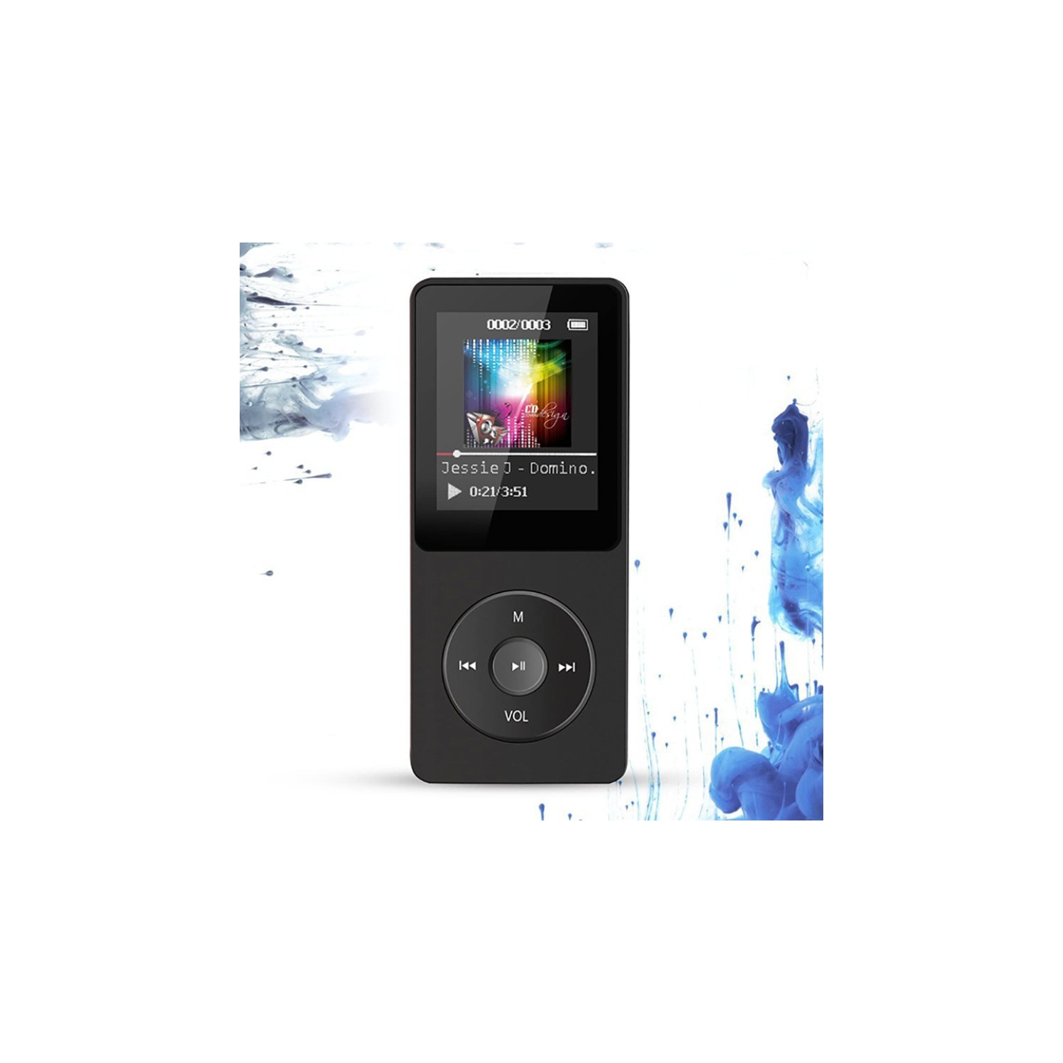 Lecteur MP3 portatif avec Bluetooth, livre numérique MP4 et lecteur de musique sans perte, carte mémoire 64&nbsp;Go - Noir