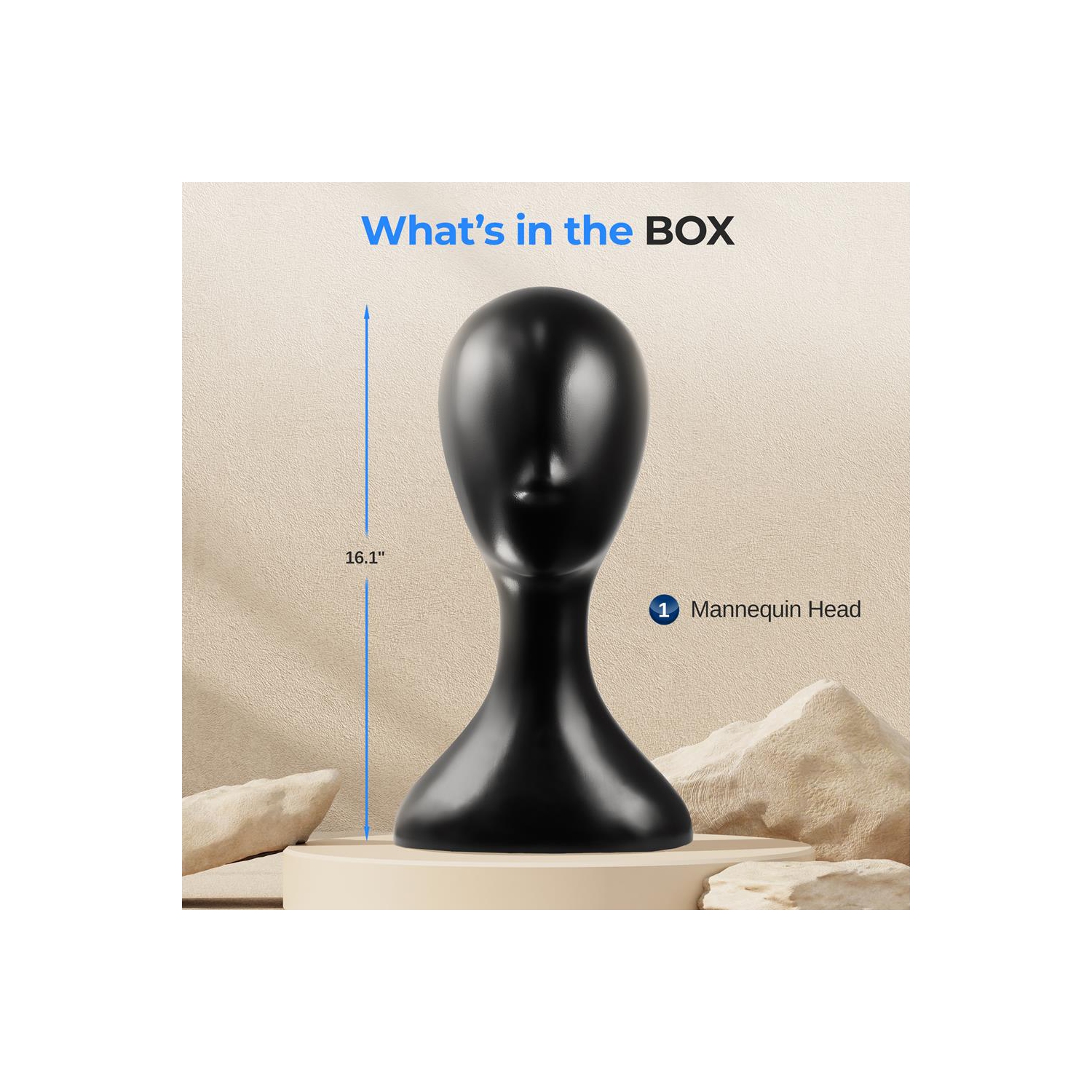 SereneLife Professional Plastic Mannequin Head, Women’s Wig Stand Display, Smooth Surface for Styling and Displaying Hats & Jewelry, Ideal for Salon