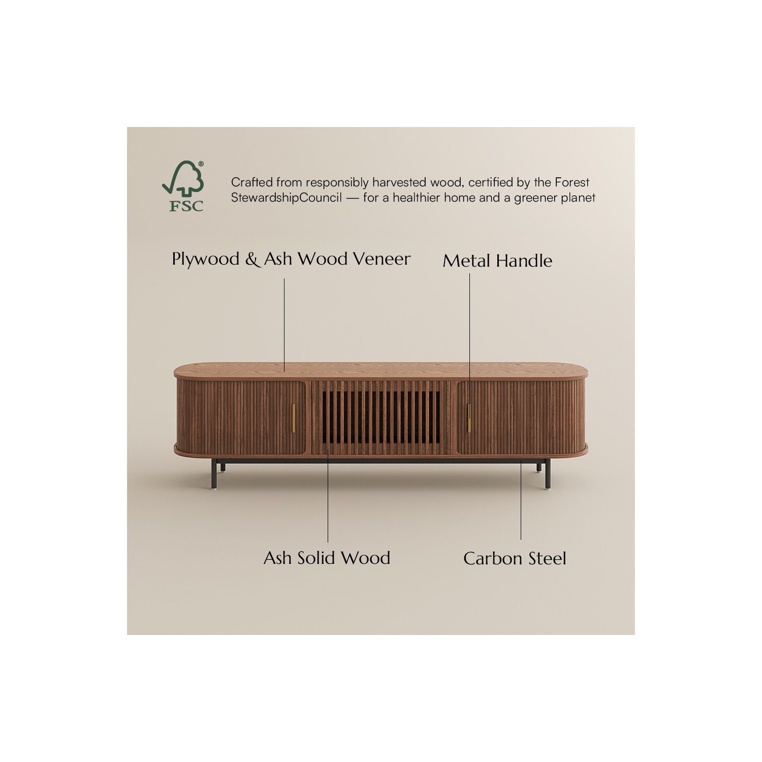 Meuble moderne pour téléviseur 94,49&nbsp;po porte Tambour de POVISON - Noyer