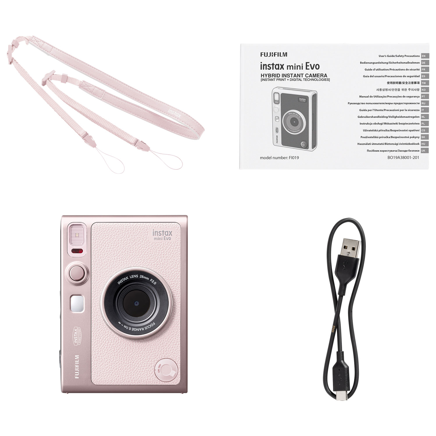 Appareil photo instantané Instax mini Evo de Fujifilm - Rose doux