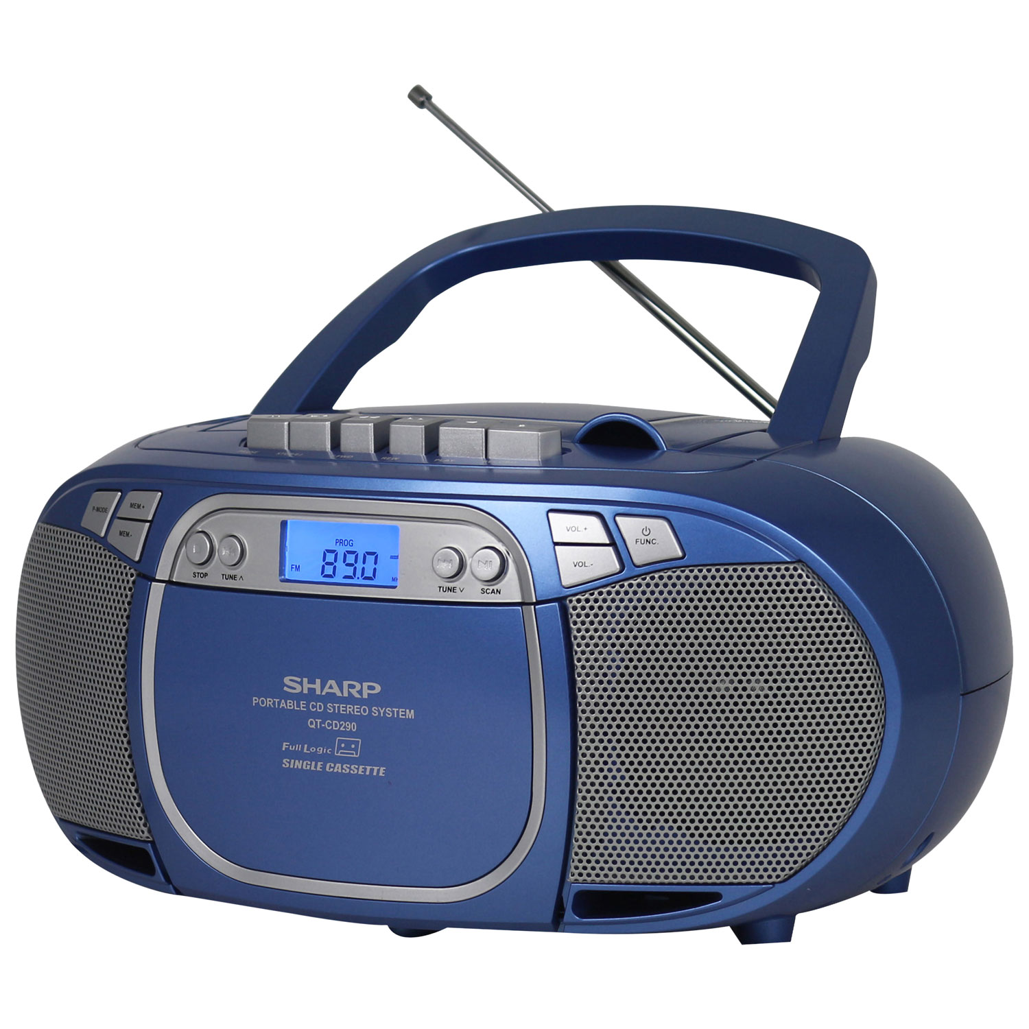 Minichaîne portative CD/cassette QT-CD290 de Sharp - Bleu - Partenaire de détail exclusif