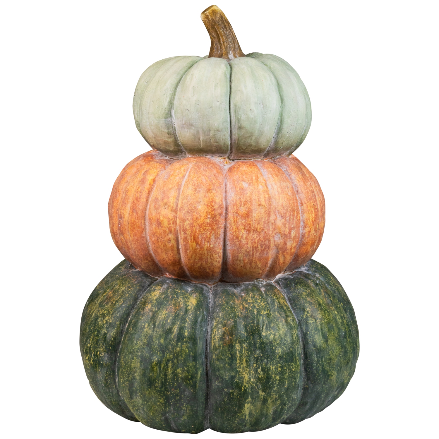 Tri-Color Pumpkin Stack Tower Fall Harvest Decoration - 19"