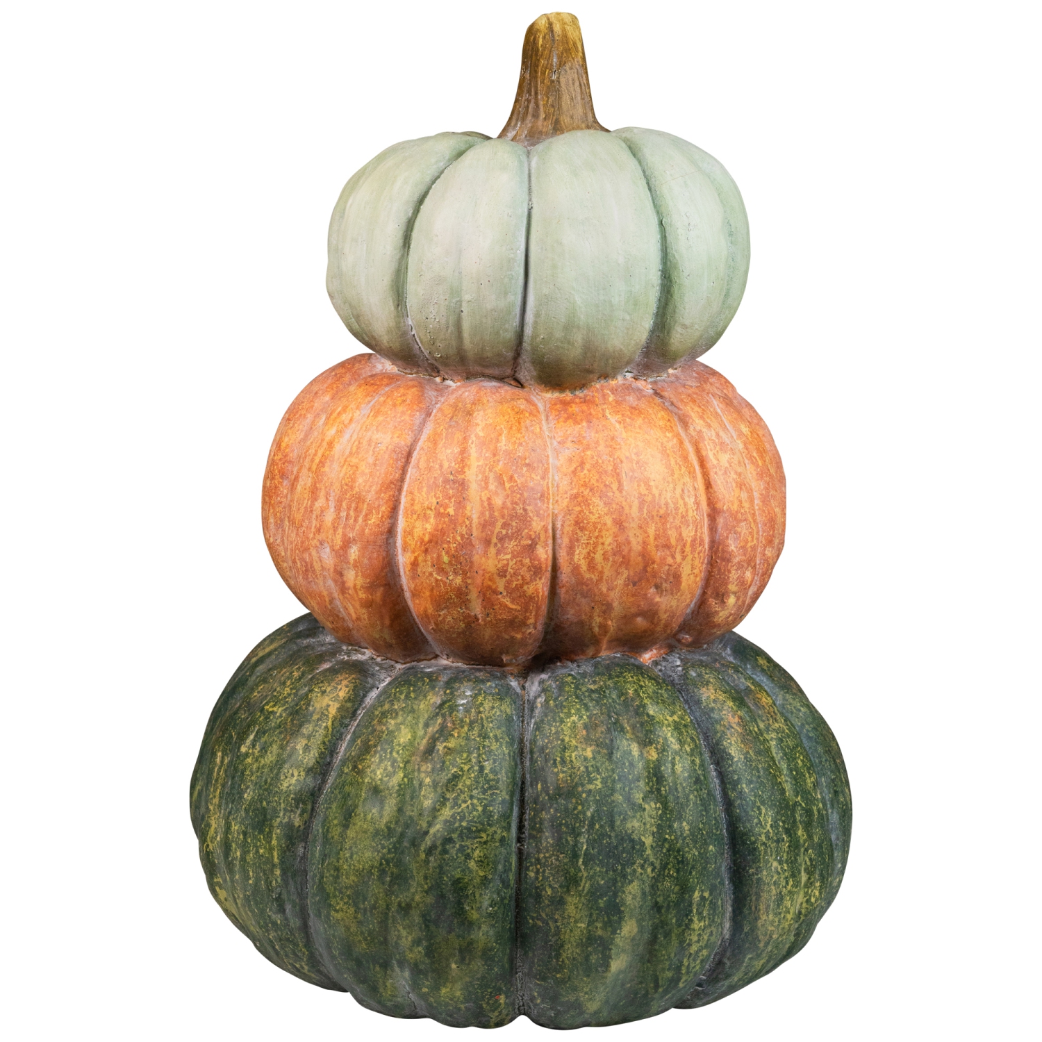 Tri-Color Pumpkin Stack Tower Fall Harvest Decoration - 19"