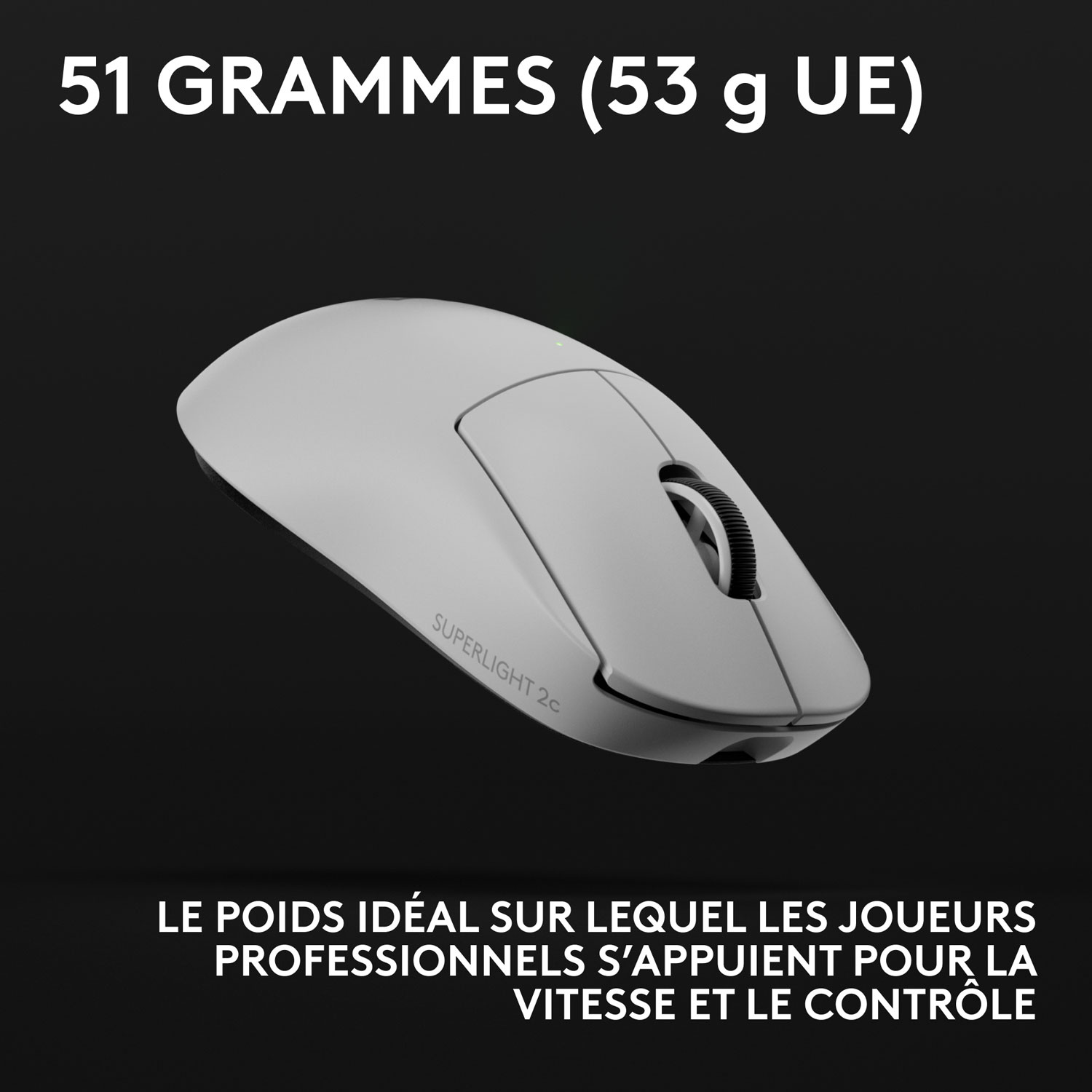 Souris de jeu sans fil compacte 44 000 ppp PRO X Superlight 2 à capteur HERO 2 de Logitech G - Blanc
