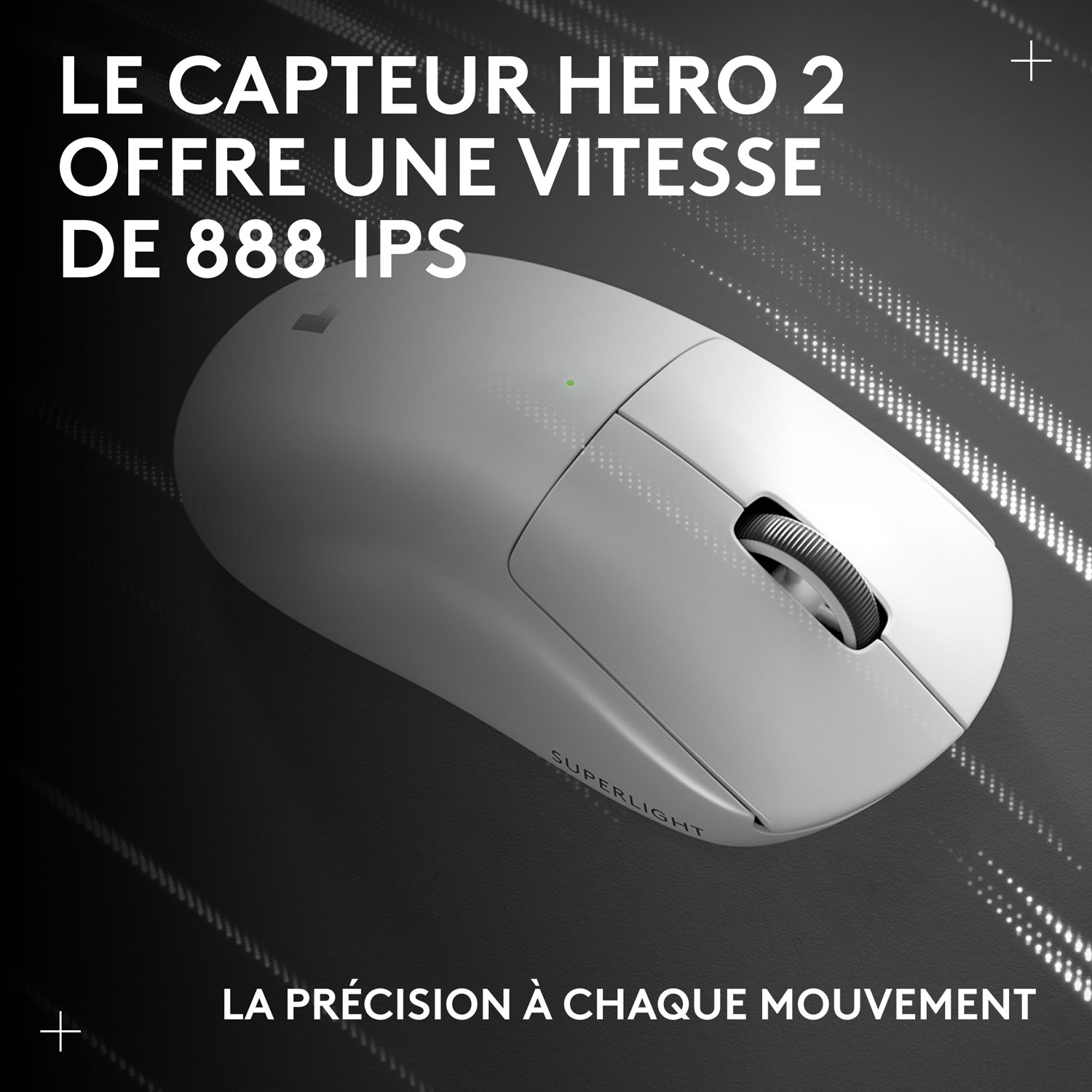 Souris de jeu sans fil compacte 44 000 ppp PRO X Superlight 2 à capteur HERO 2 de Logitech G - Blanc