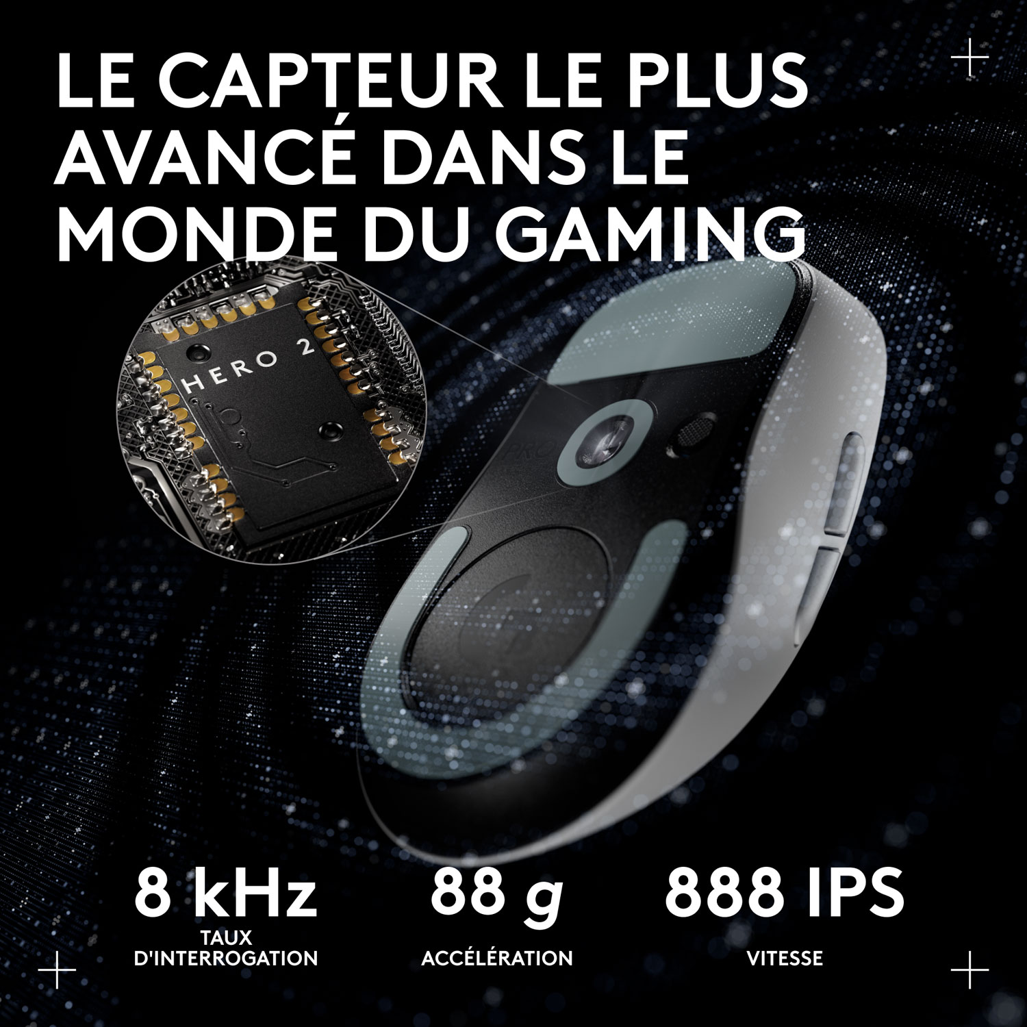 Souris de jeu sans fil compacte 44 000 ppp PRO X Superlight 2 à capteur HERO 2 de Logitech G - Blanc