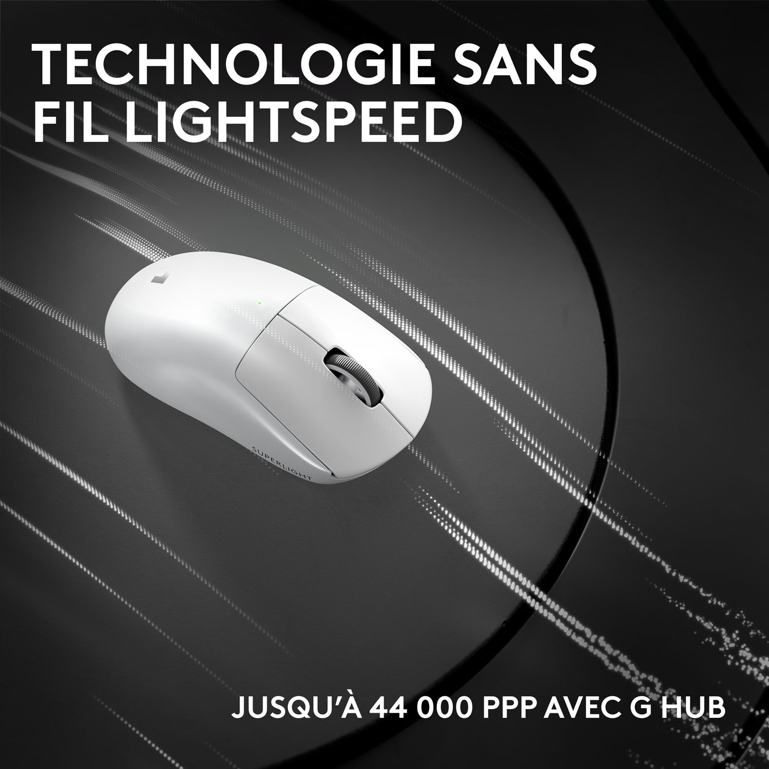 Souris de jeu sans fil compacte 44 000 ppp PRO X Superlight 2 à capteur HERO 2 de Logitech G - Blanc