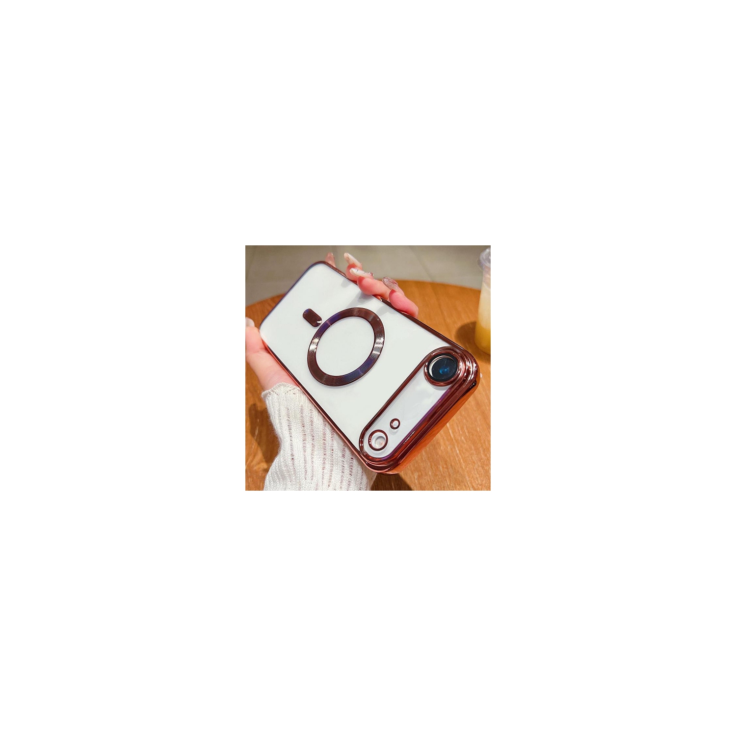 TopSave Soft Clear Case for iPhone Air 6.5-Inch, Camera Lens Full Protection, with MagSafe, Shockproof Electroplated TPU Cover, Rose Gold