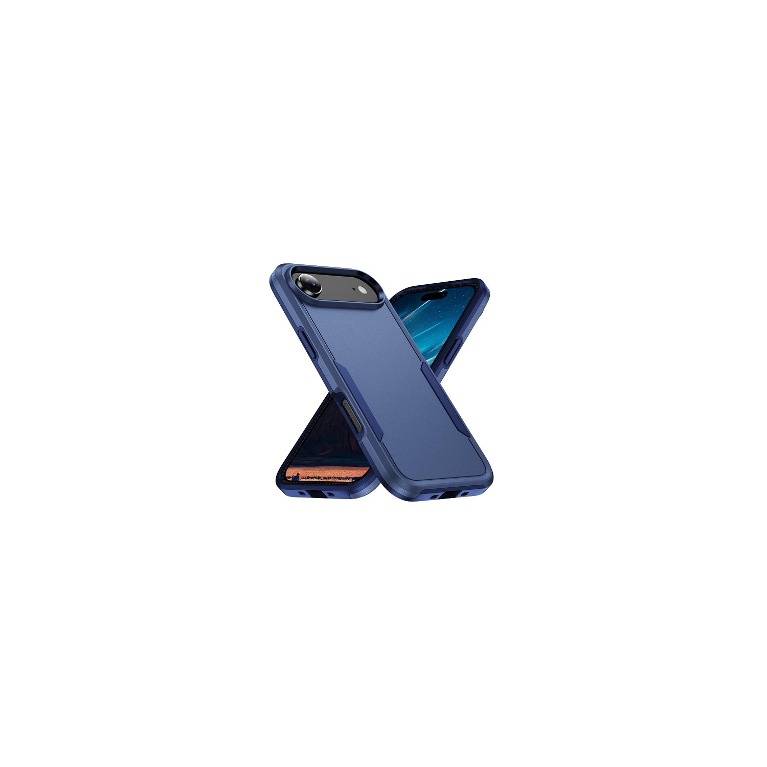 TopSave New Style Matt Polish PC+TPU 2 in 1 Slim Lightweight Shockproof, Rugged, Protective Armor Case For iPhone Air 6.5-Inch, Navy Blue