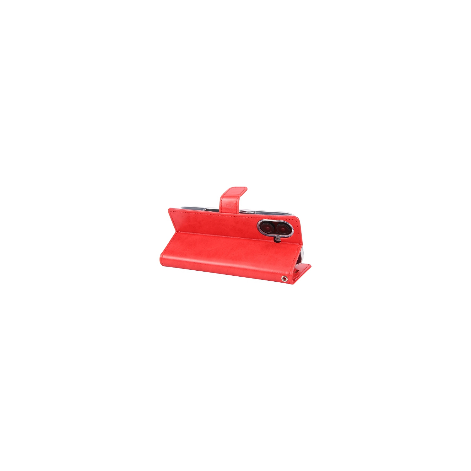 TopSave Goospery – Fente pour carte Bluemoon avec pince magnétique pour étui portefeuille en cuir pour iPhone 17 6,3 po, rouge