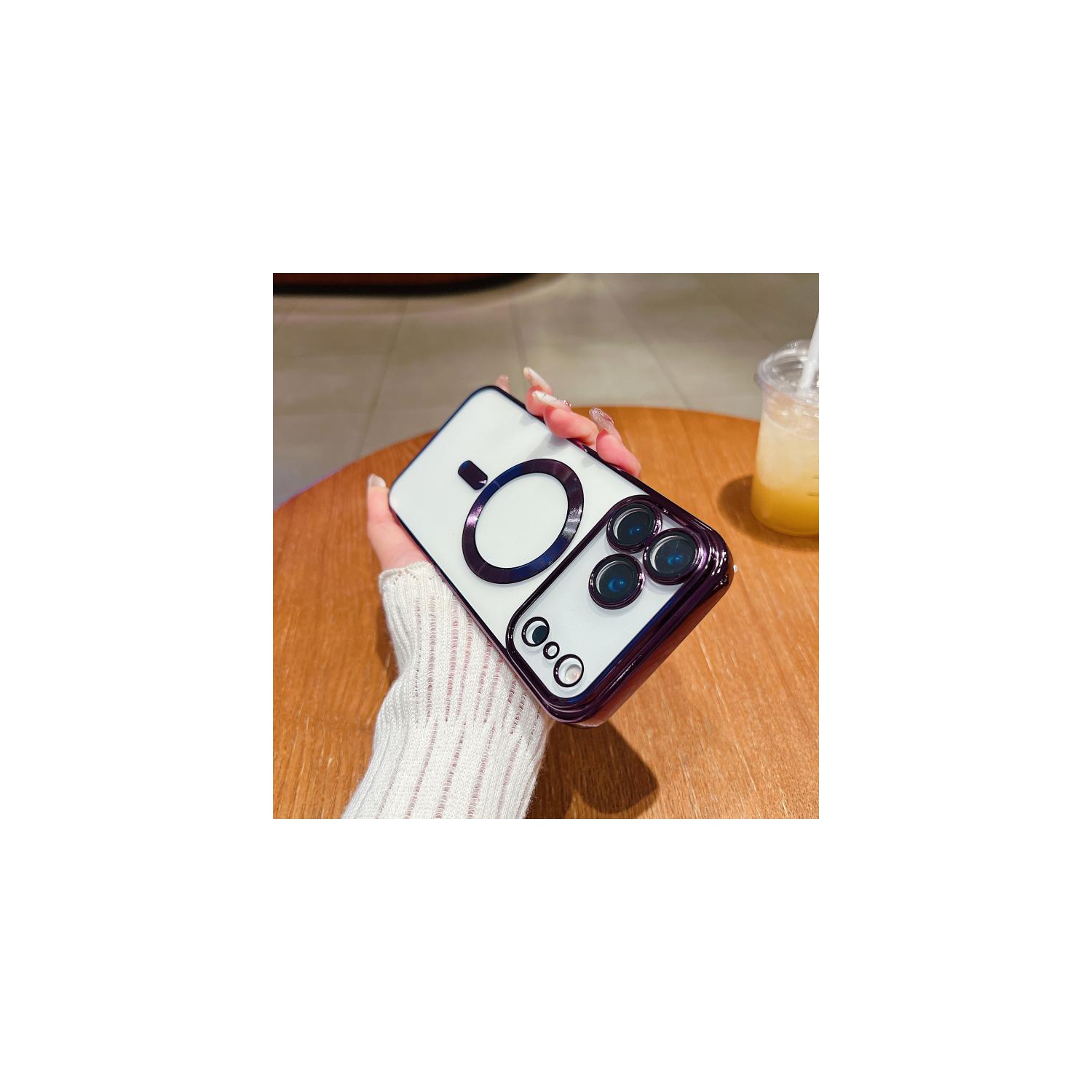 TopSave Soft Clear Case for iPhone 17 Pro 6.3-Inch, Camera Lens Full Protection, with MagSafe, Shockproof Electroplated TPU Cover, Dark Purple