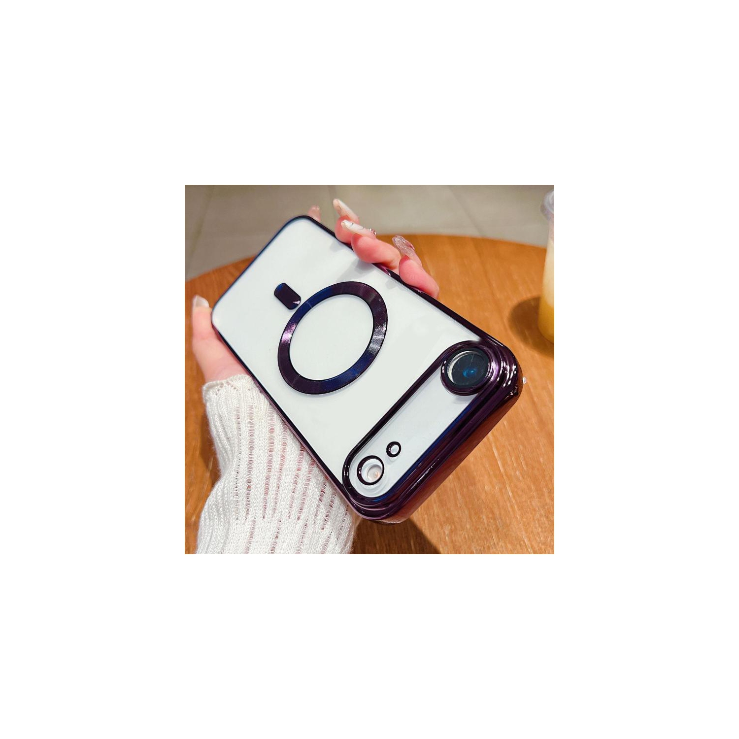 TopSave Soft Clear Case for iPhone Air 6.5-Inch, Camera Lens Full Protection, with MagSafe, Shockproof Electroplated TPU Cover, Dark Purple