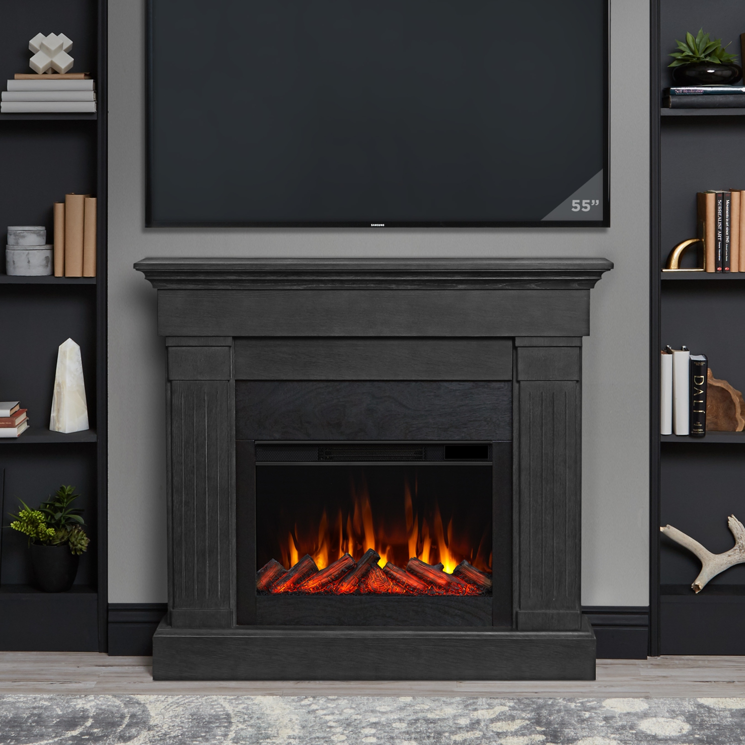 Real Flame Crawford 48-inch Slim Electric Fireplace - Gray