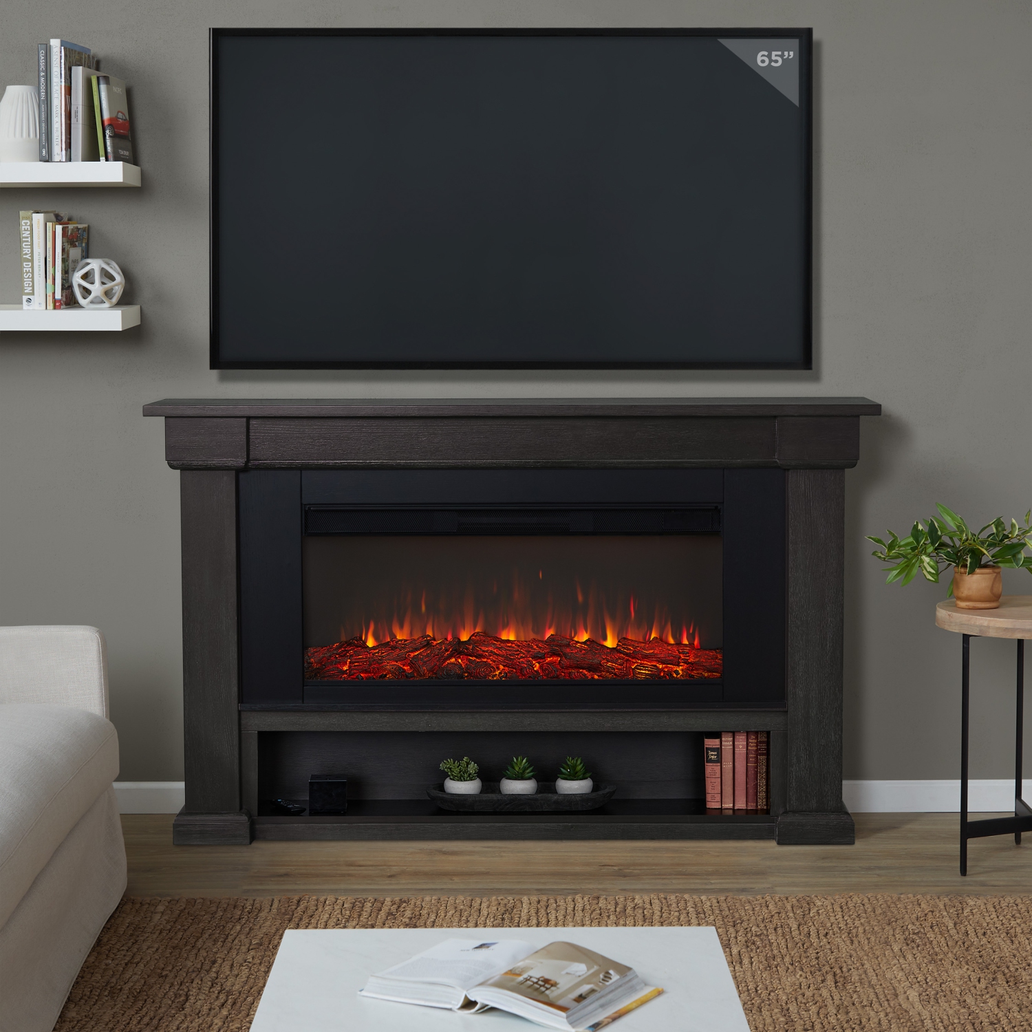 Real Flame Bristow 66-inch Landscape Electric Fireplace - Weathered Wood