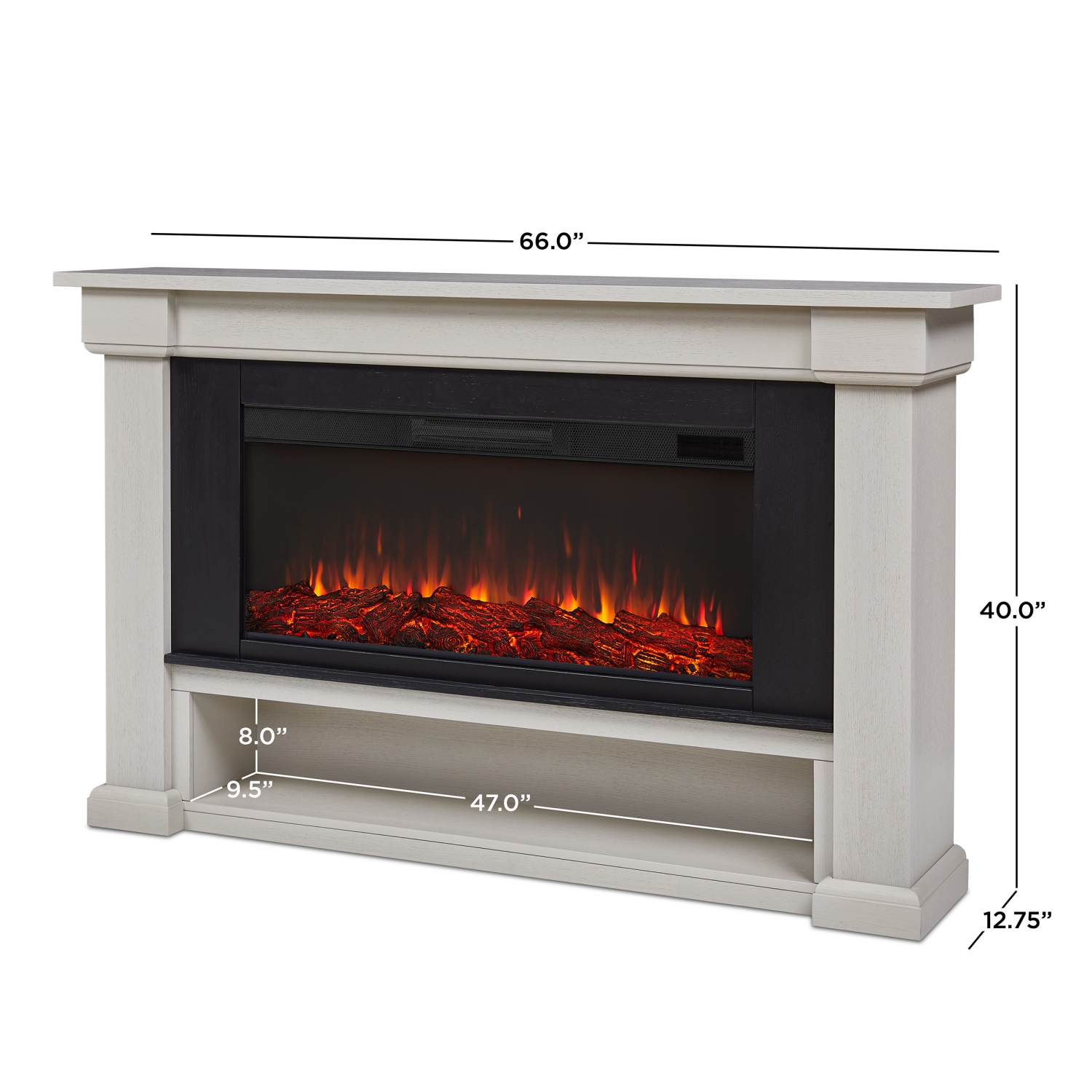 Real Flame Bristow 66-inch Landscape Electric Fireplace - Bone White