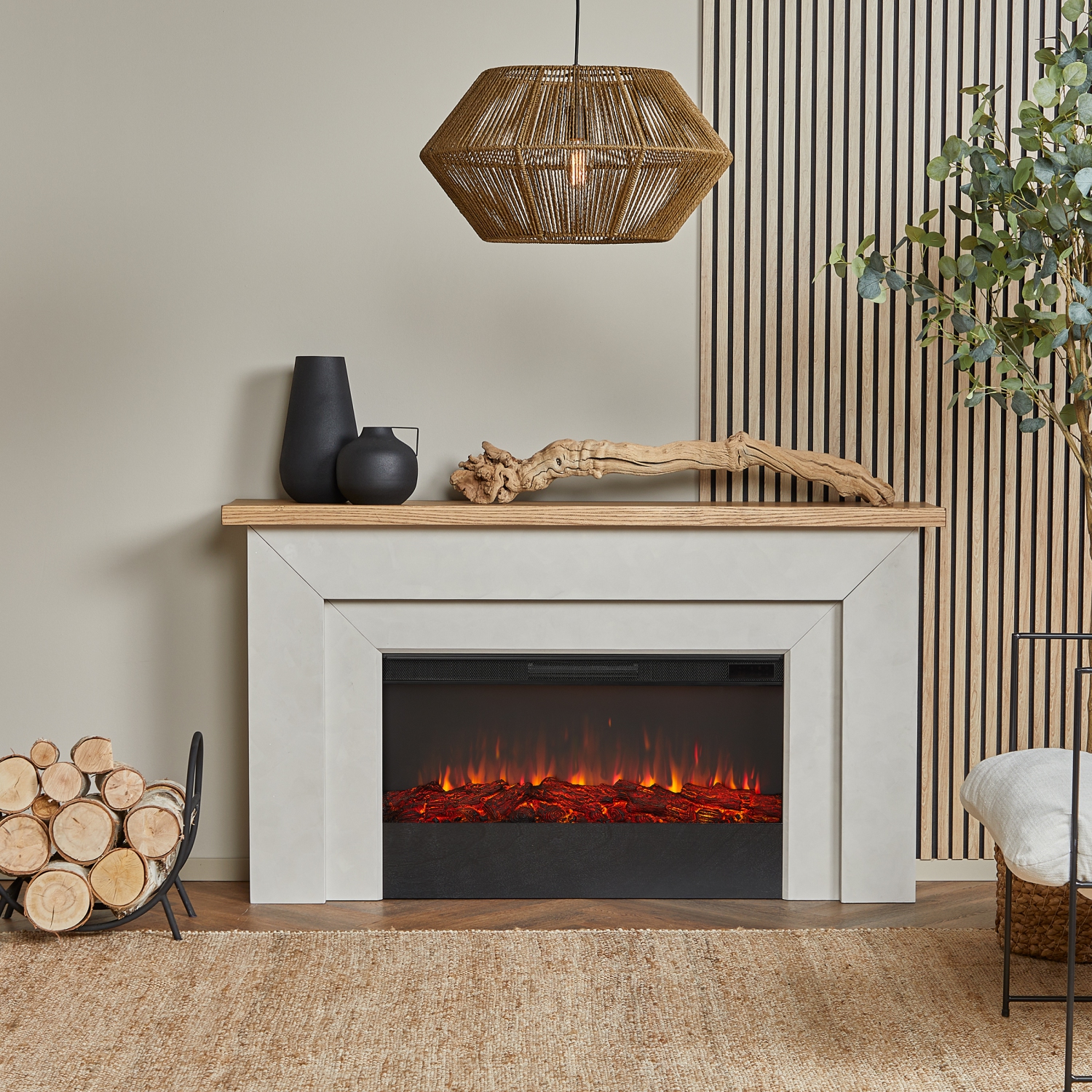 Real Flame Malie 68-inch Landscape Electric Fireplace in Venetian Gray