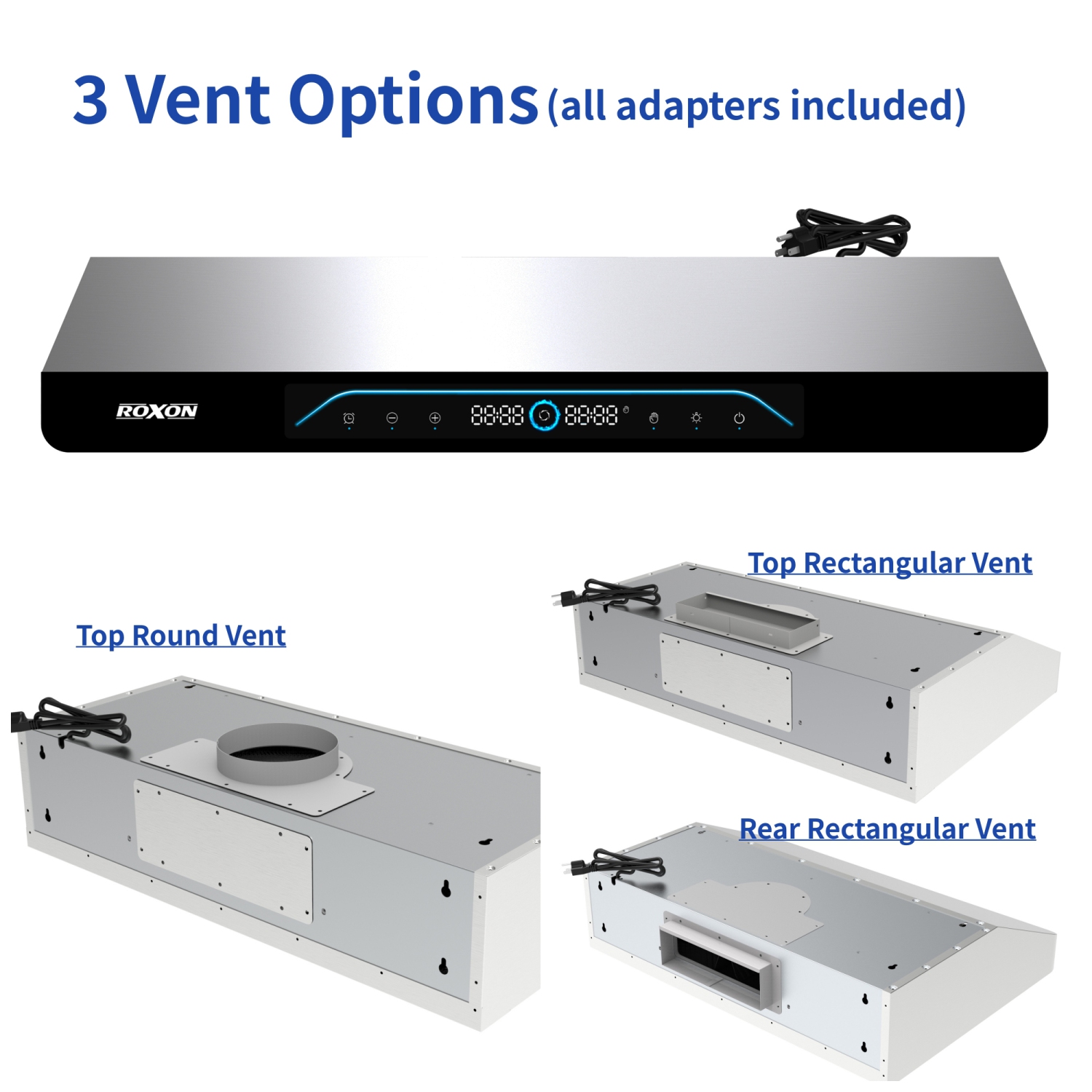 ROXON | 900 CFM | SmartLife APP | UPGRADED DC MOTOR WITH BLOWER TYPE WHEEL| Touch or Touchless | 30-in Ducted Stainless Steel Undercabinet Range Hood