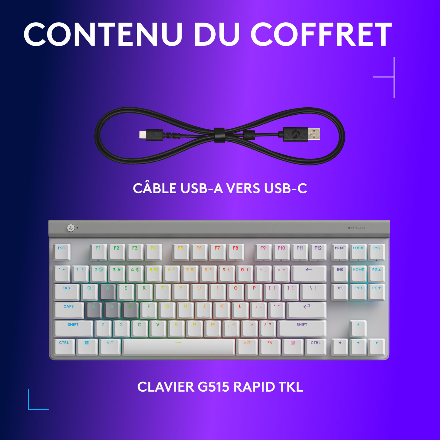 Clavier de jeu rétroéclairé RAPID TKL G515 de Logitech G - Blanc - Anglais