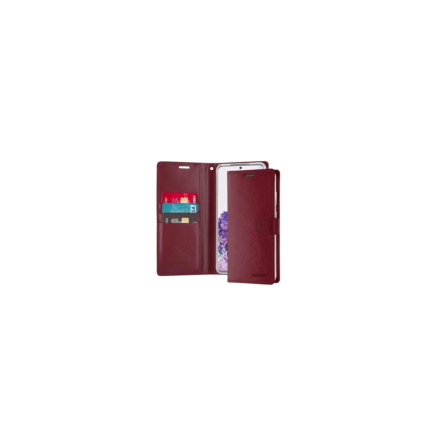 TopSave Goospery Bluemoon Card Slot w/Magnetic Clip Leather Folio Wallet Flip For iPhone 17 Pro 6.3-Inch, Burgundy