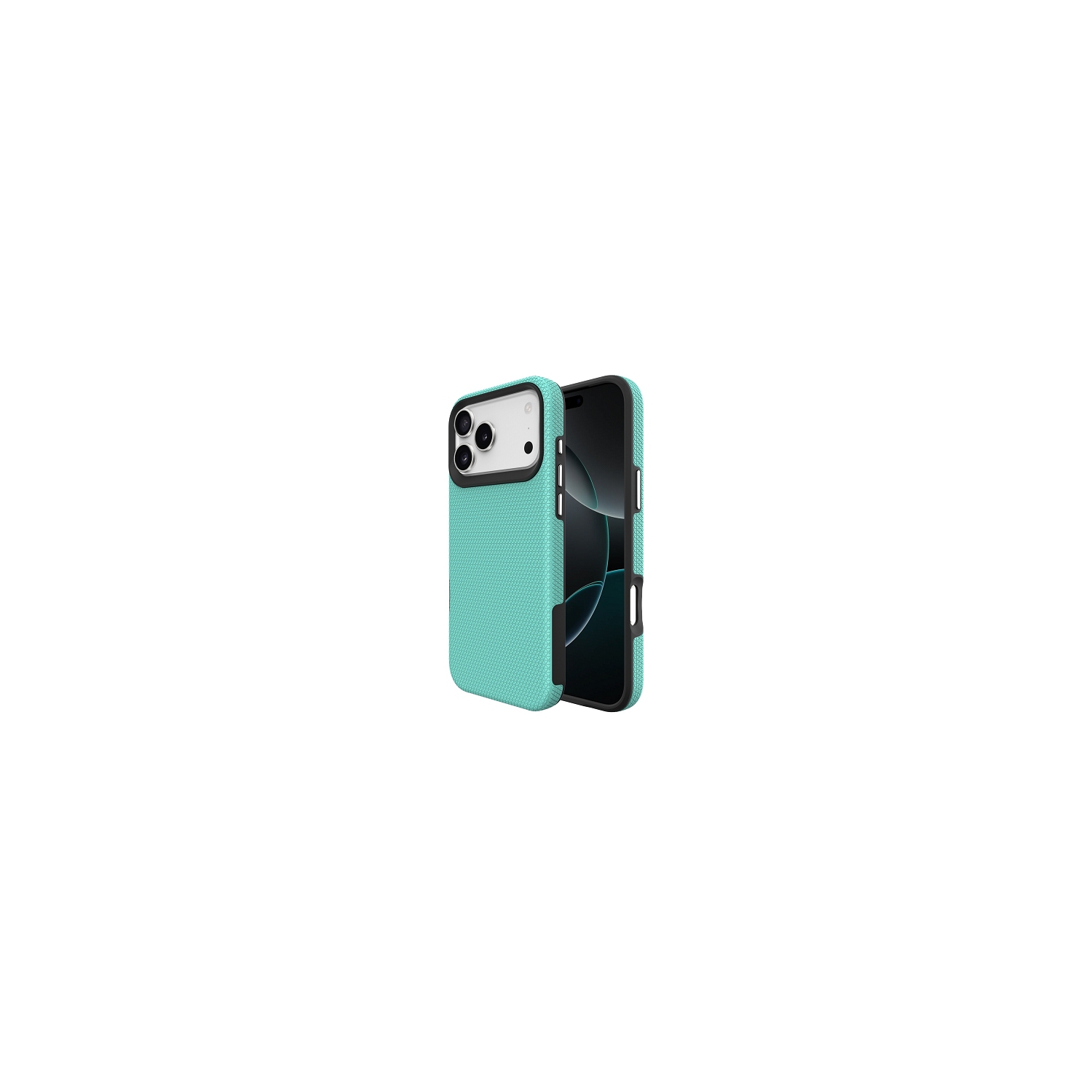 TopSave Triangle Pattern PC Back+Inner TPU Dual Layer Hybrid Case For iPhone 17 Pro 6.3-Inch, Teal