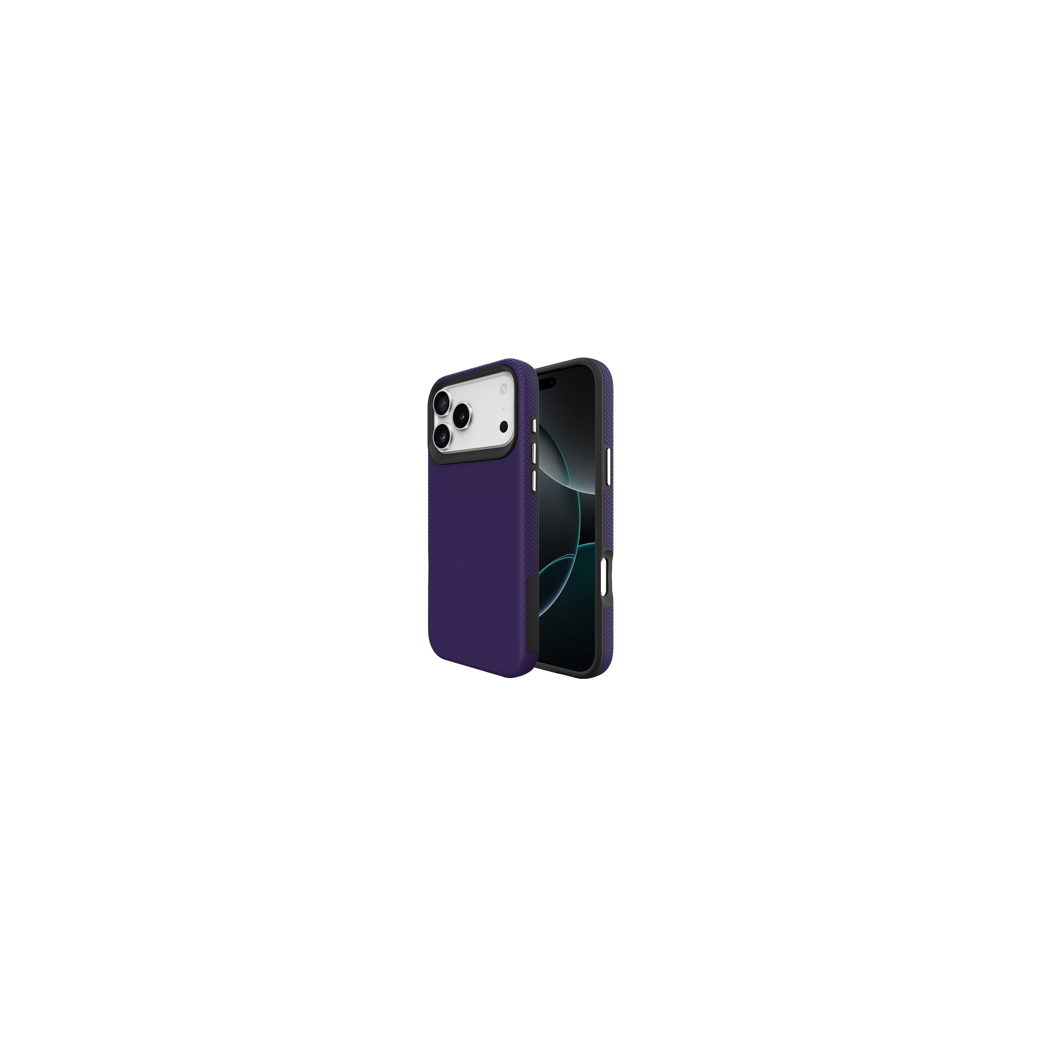 TopSave Triangle Pattern PC Back+Inner TPU Dual Layer Hybrid Case For iPhone 17 Pro 6.3-Inch, Dark Purple