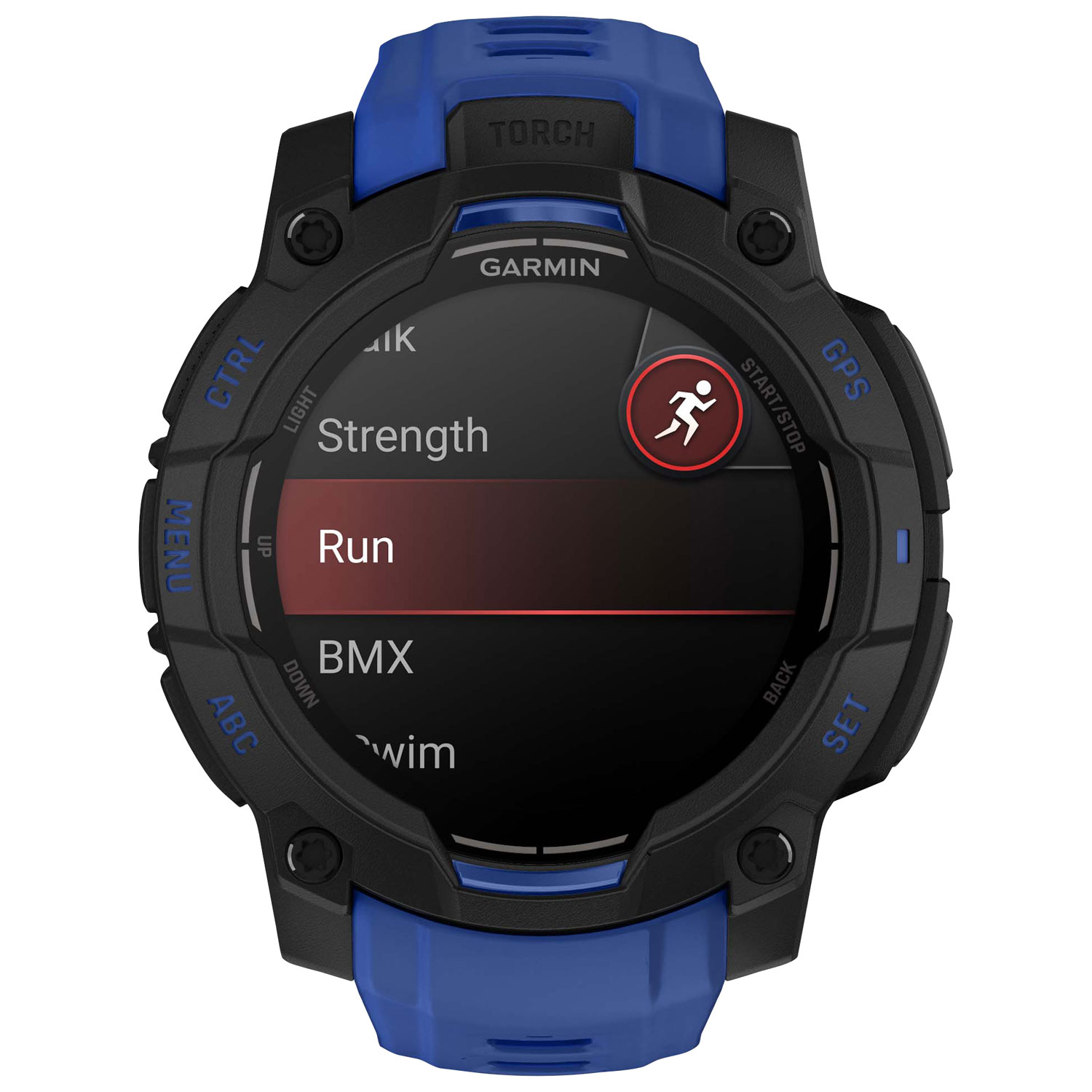 Montre intelligente multisport Bluetooth AMOLED Instinct 3 de 45 mm de Garmin - Noir/Bracelet bleu électrique