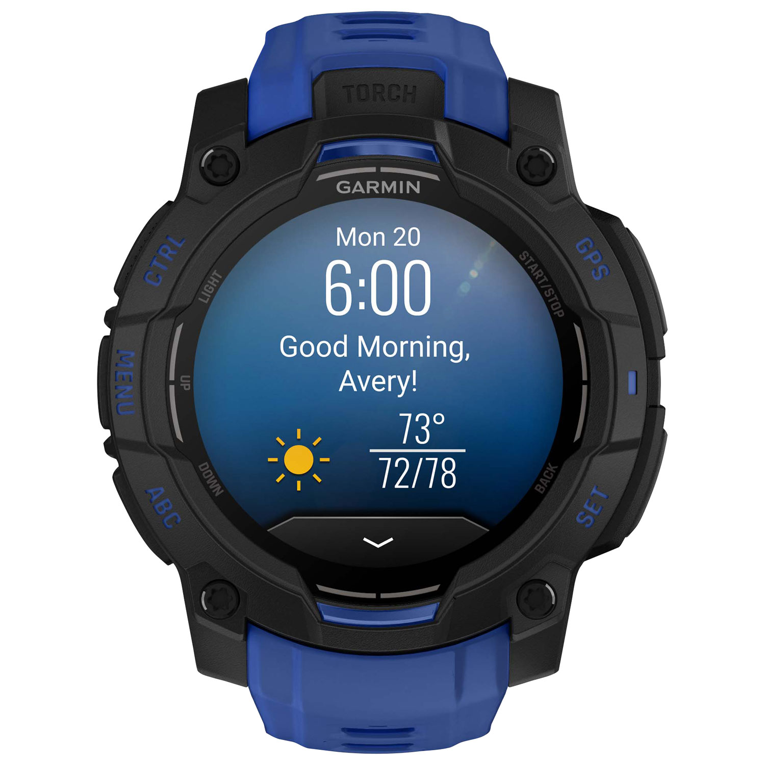 Montre intelligente multisport Bluetooth AMOLED Instinct 3 de 45 mm de Garmin - Noir/Bracelet bleu électrique