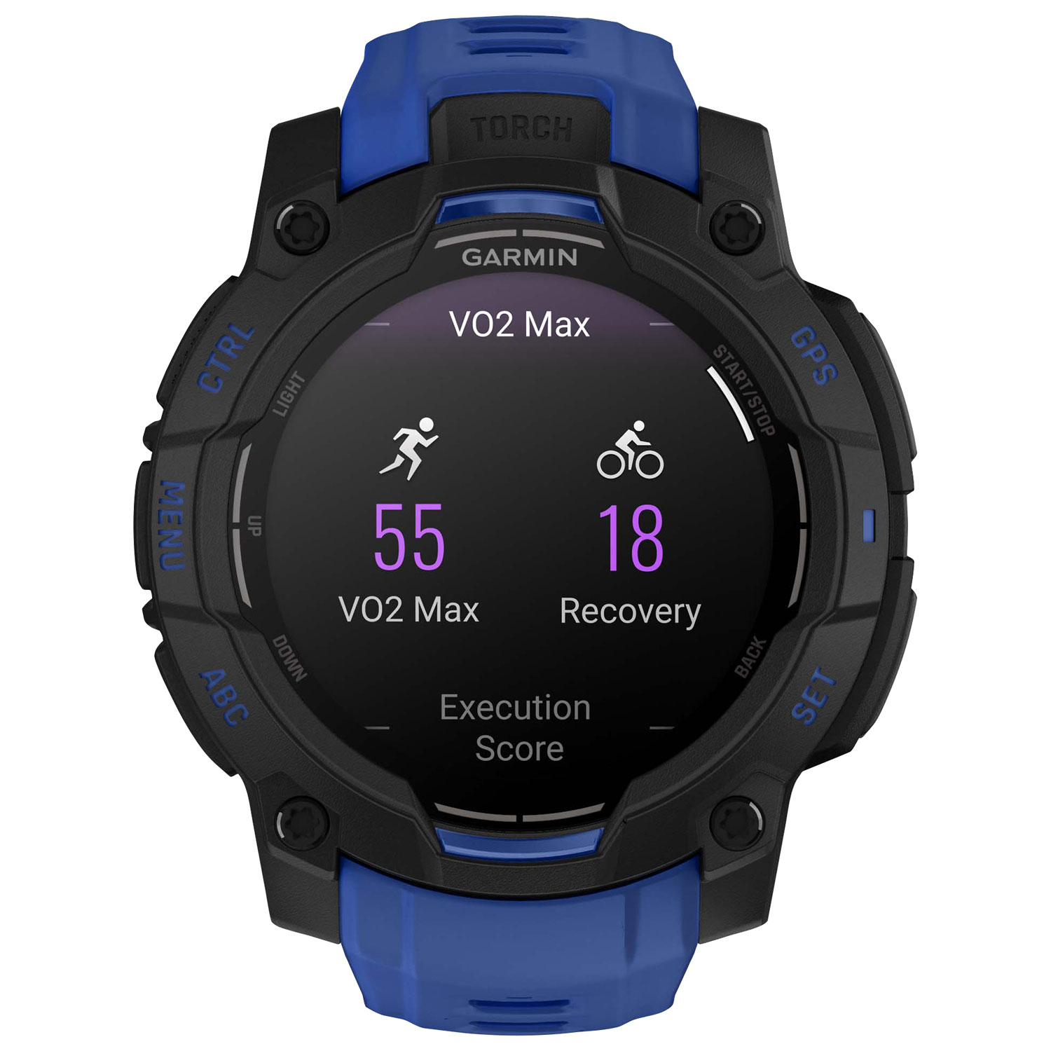 Montre intelligente multisport Bluetooth AMOLED Instinct 3 de 45 mm de Garmin - Noir/Bracelet bleu électrique