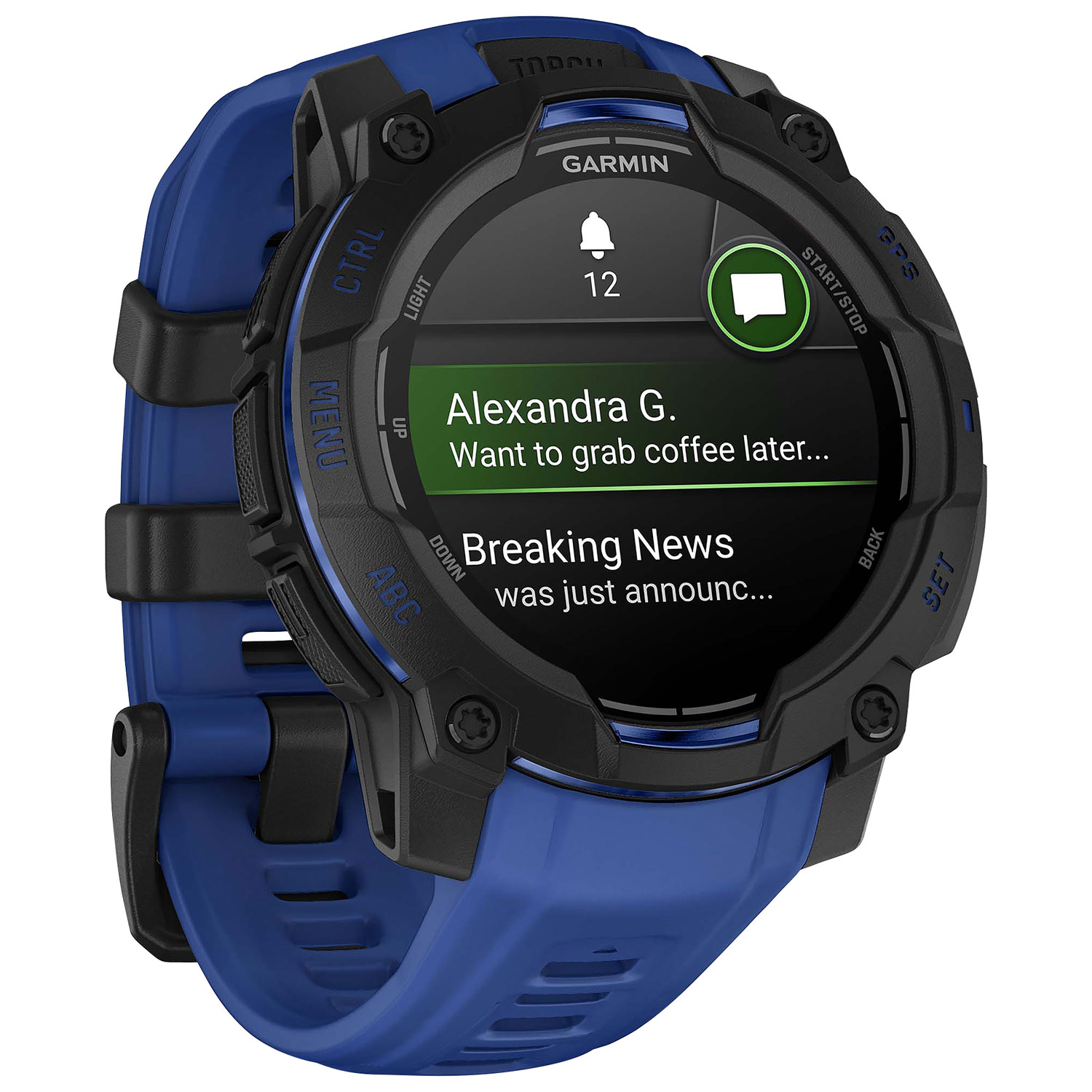Montre intelligente multisport Bluetooth AMOLED Instinct 3 de 45 mm de Garmin - Noir/Bracelet bleu électrique