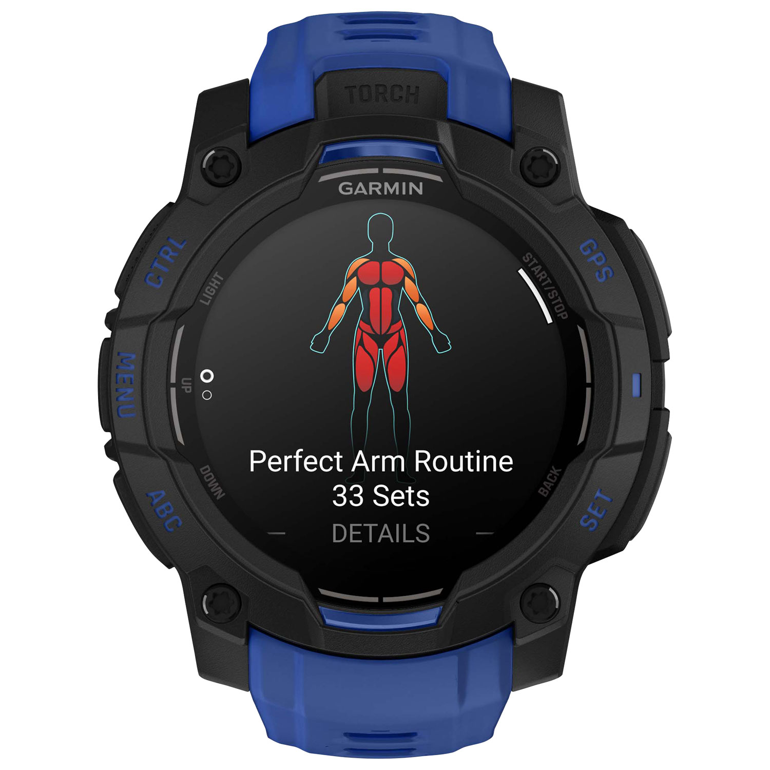 Montre intelligente multisport Bluetooth AMOLED Instinct 3 de 45 mm de Garmin - Noir/Bracelet bleu électrique