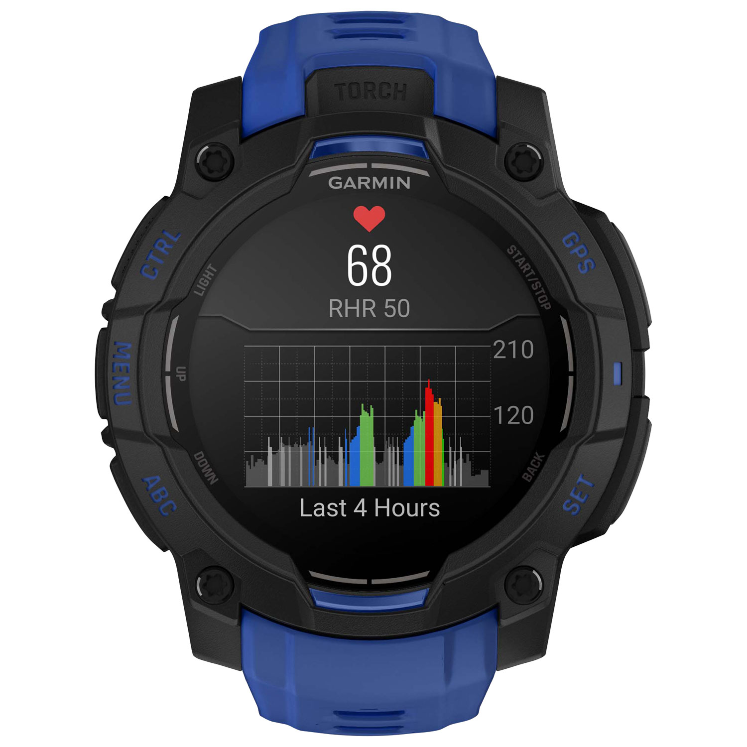Montre intelligente multisport Bluetooth AMOLED Instinct 3 de 45 mm de Garmin - Noir/Bracelet bleu électrique