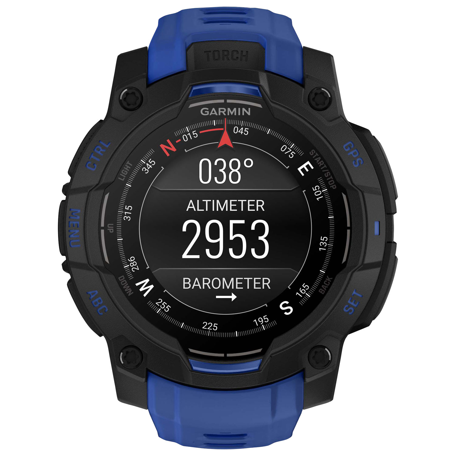 Montre intelligente multisport Bluetooth AMOLED Instinct 3 de 45 mm de Garmin - Noir/Bracelet bleu électrique