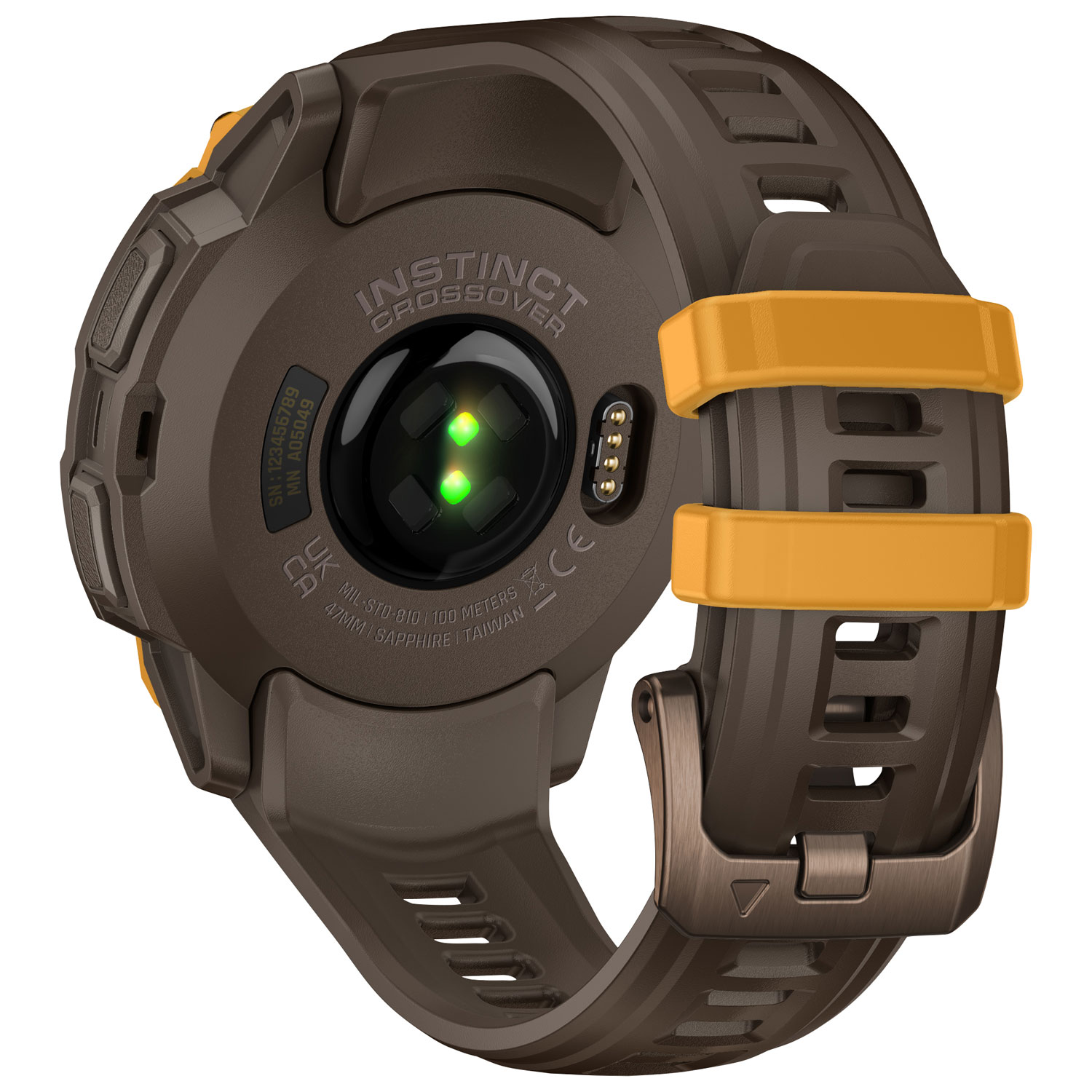 Montre intelligente de 47 mm Instinct Crossover AMOLED de Garmin - Bronze et orange pastel/Cacao