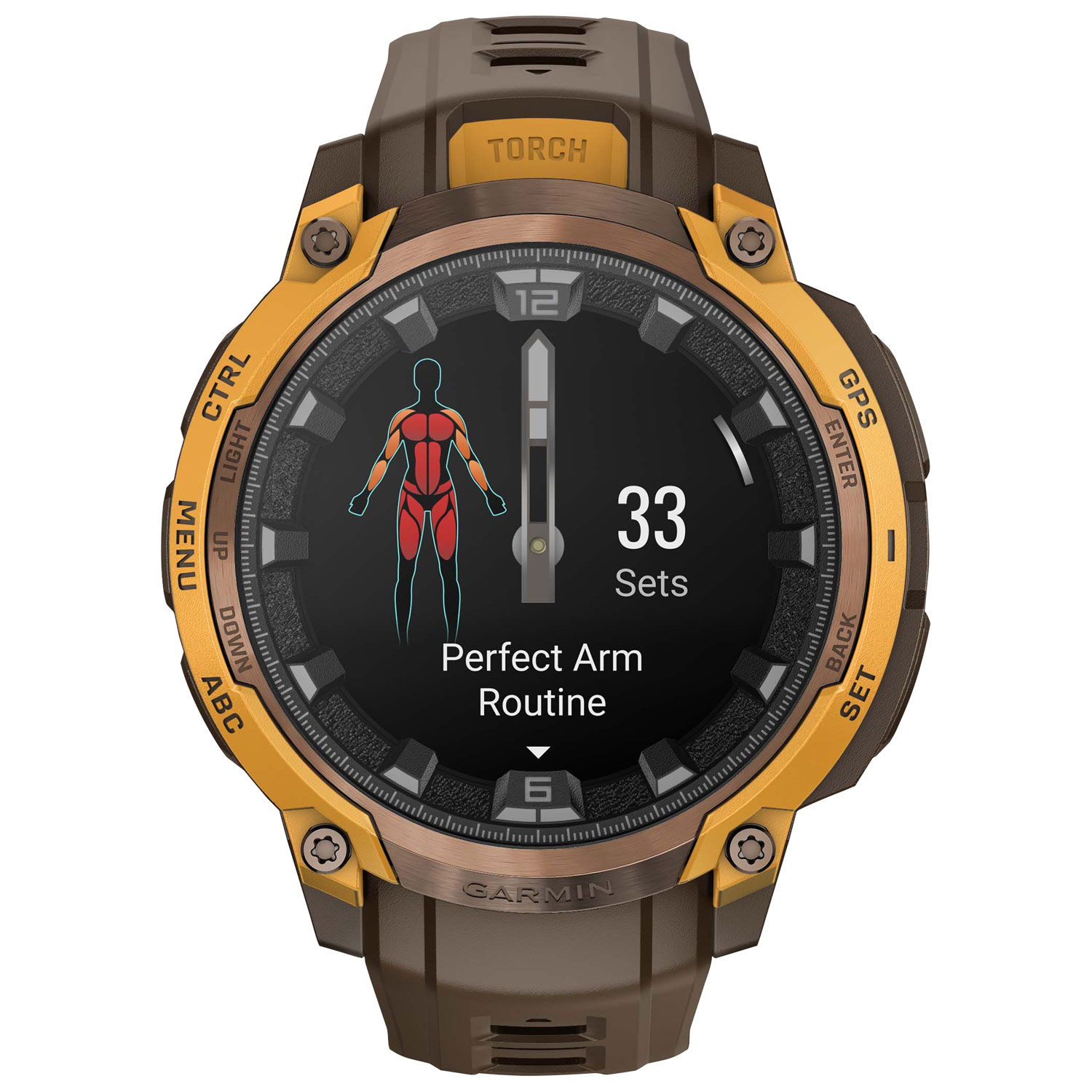 Montre intelligente de 47 mm Instinct Crossover AMOLED de Garmin - Bronze et orange pastel/Cacao