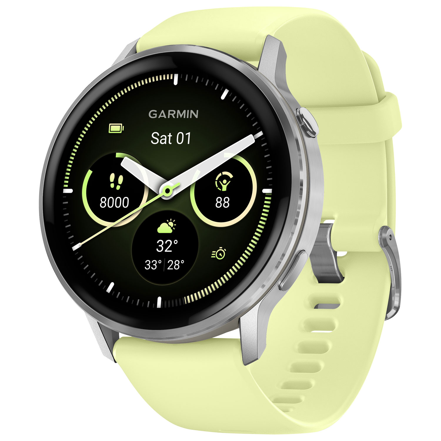 Garmin Venu 4 45mm Montre Intelligente - Argent/Citron